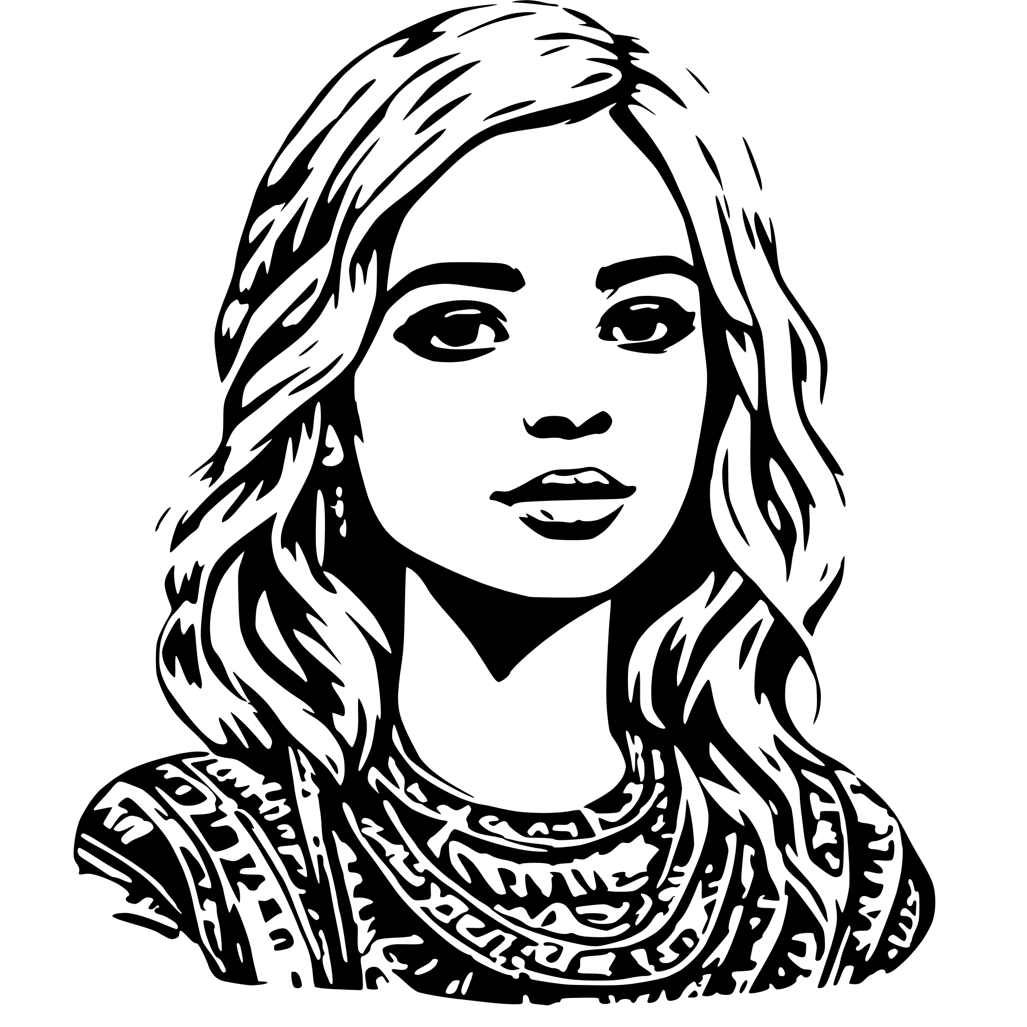 AI-generated SVG of a YOUNG BLOND GIRL METISSE EUROPEAN AND AFRICAN