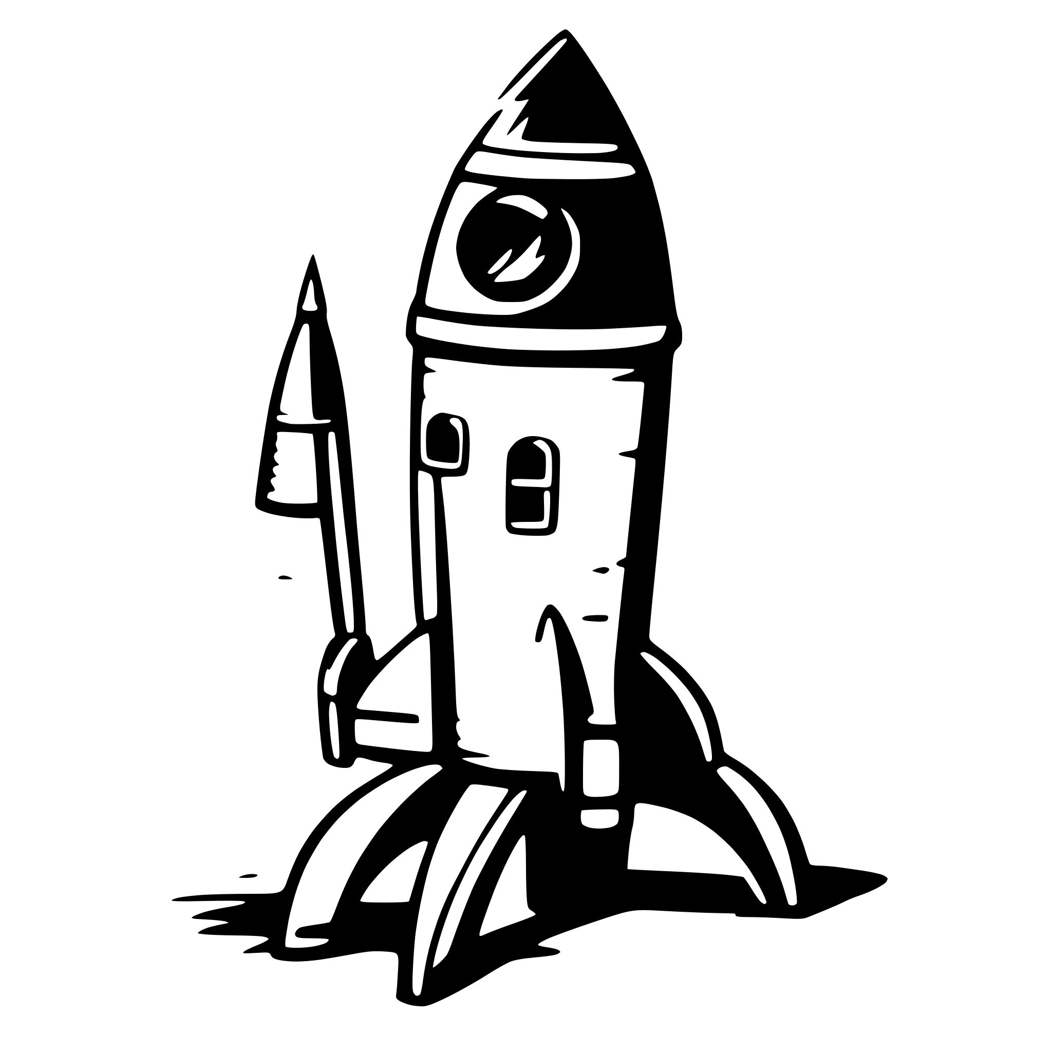 AI-generated SVG of 'a child-like drawing of a wood toy rocket'