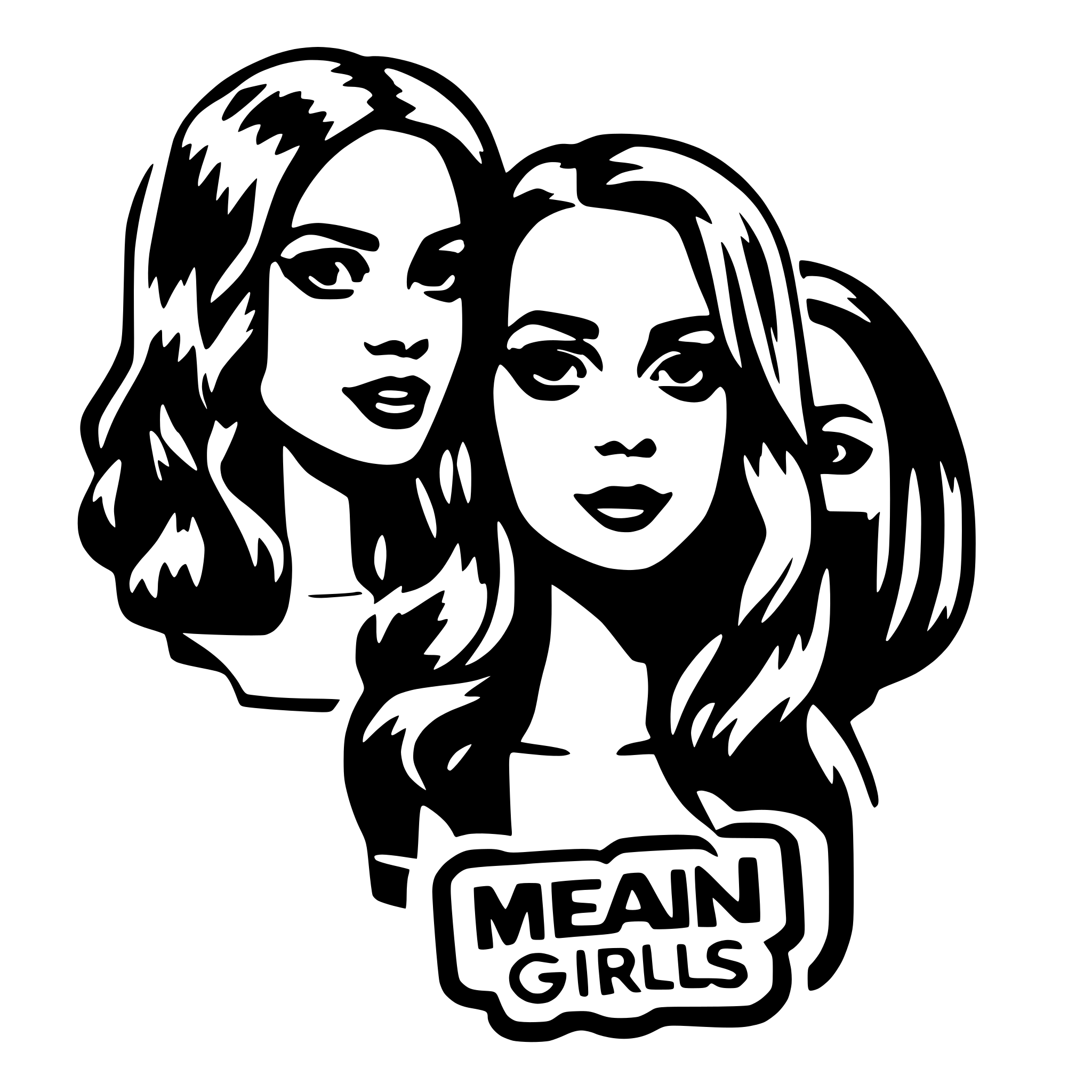 AI-generated SVG of a mean girls movie stickers