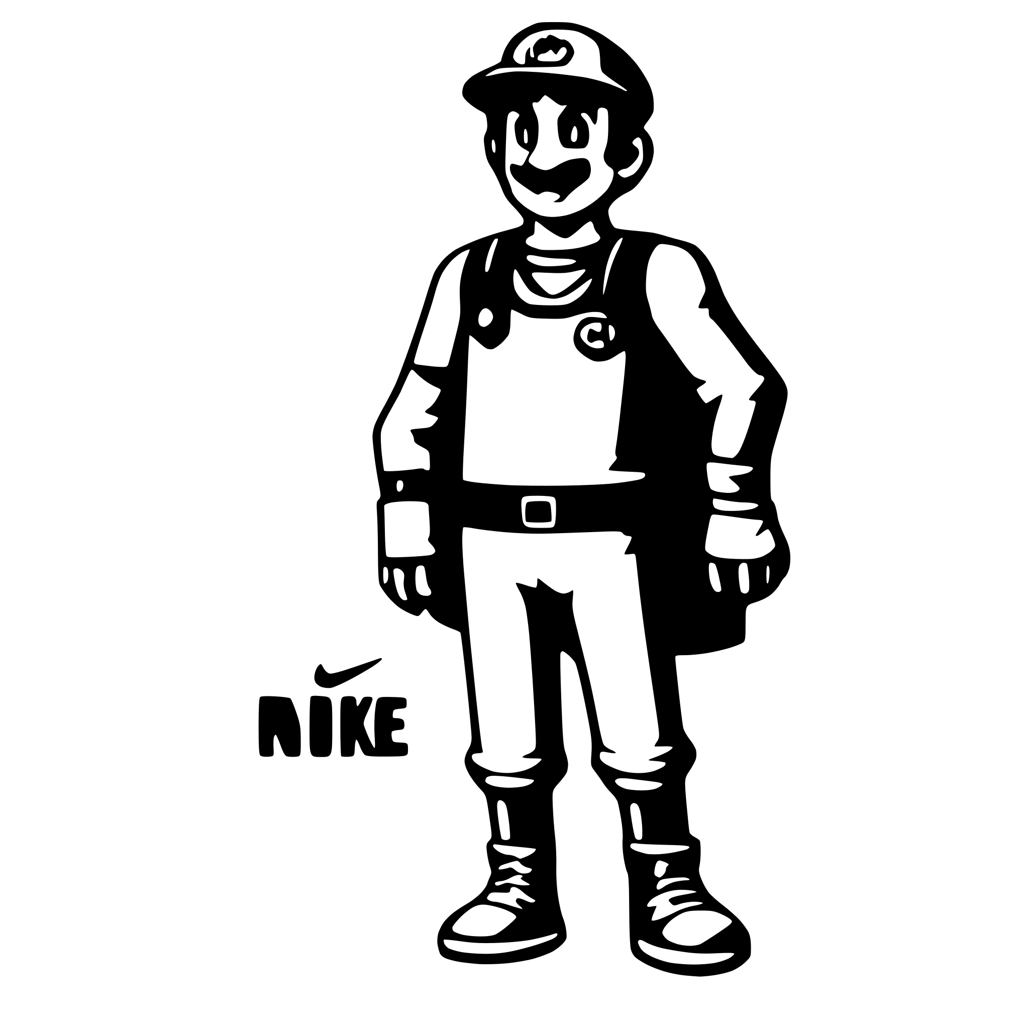AI-generated SVG of a mario with nike clothes