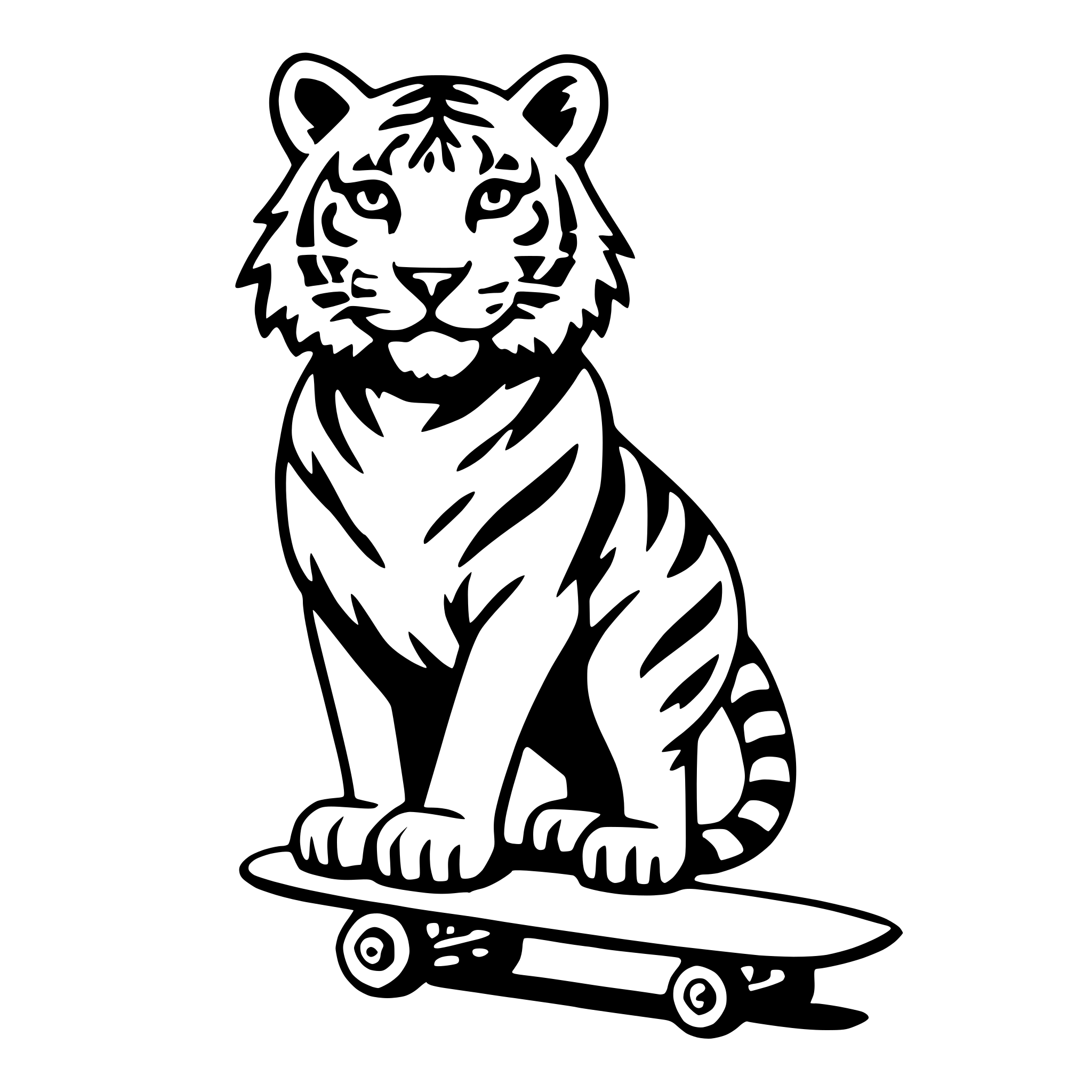AI-generated SVG of 'tiger with skateboard'