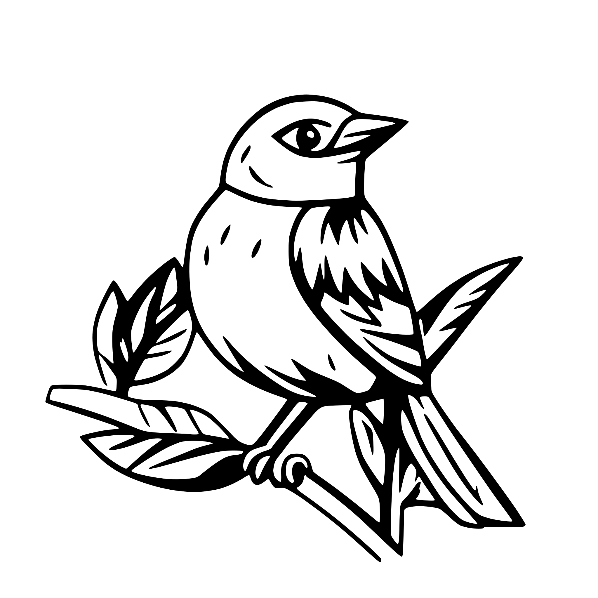 AI-generated SVG of a oriole bird, line art