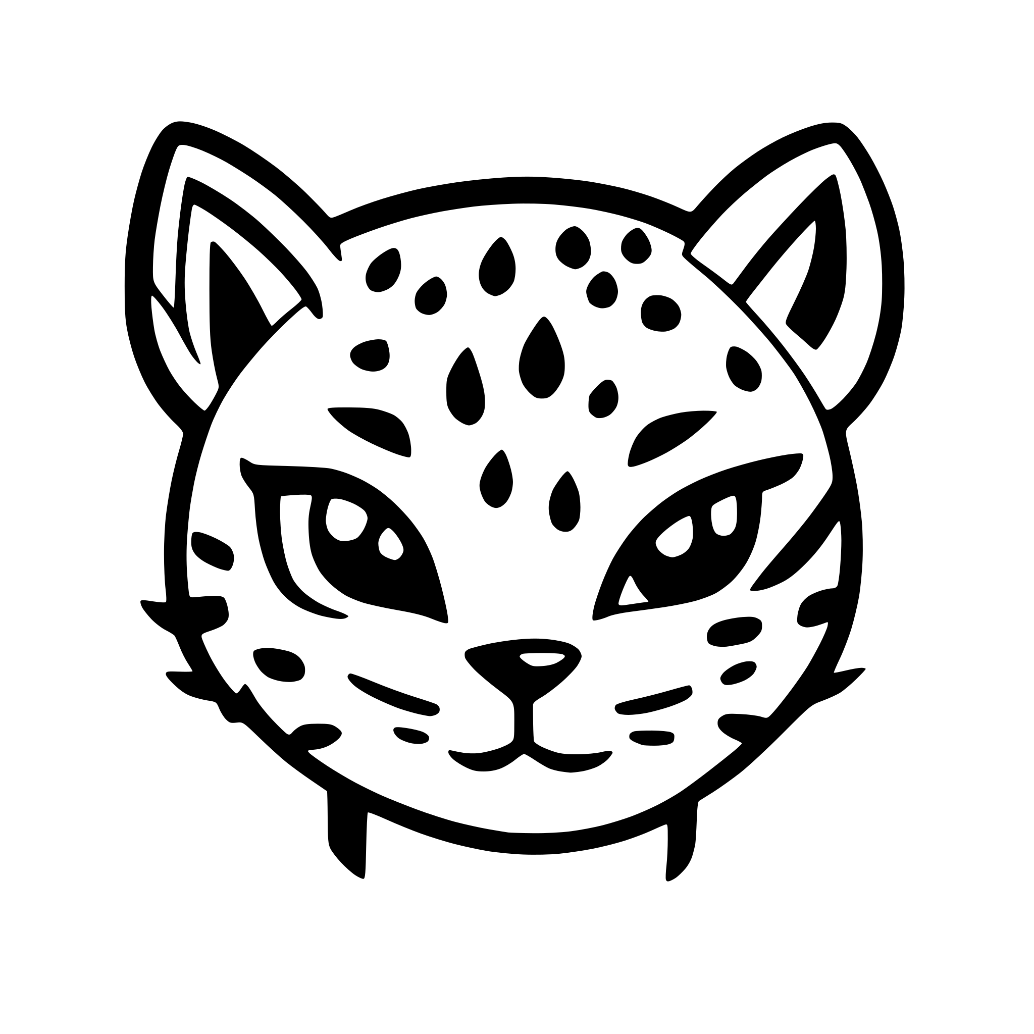 AI-generated SVG of a head of leopard cat, very very extremely simplified, snoopy like drawing