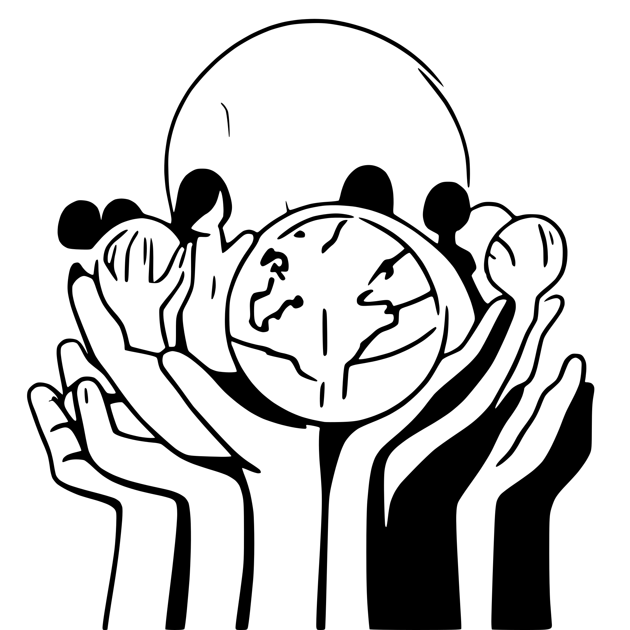 AI-generated SVG of a 10 children holding hands and the world