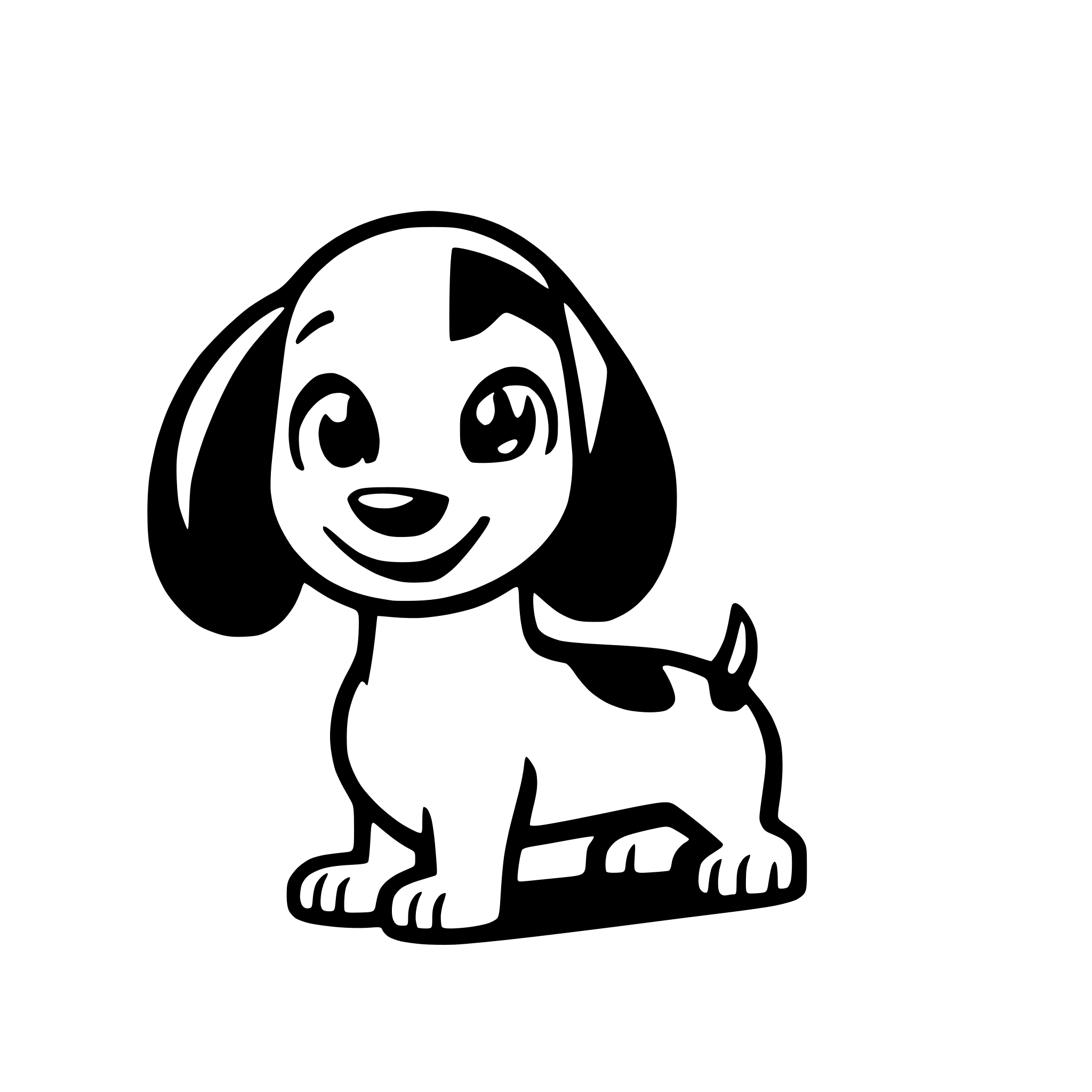 AI-generated SVG of 'SMILING DASCHUND SIDE LOOKING'