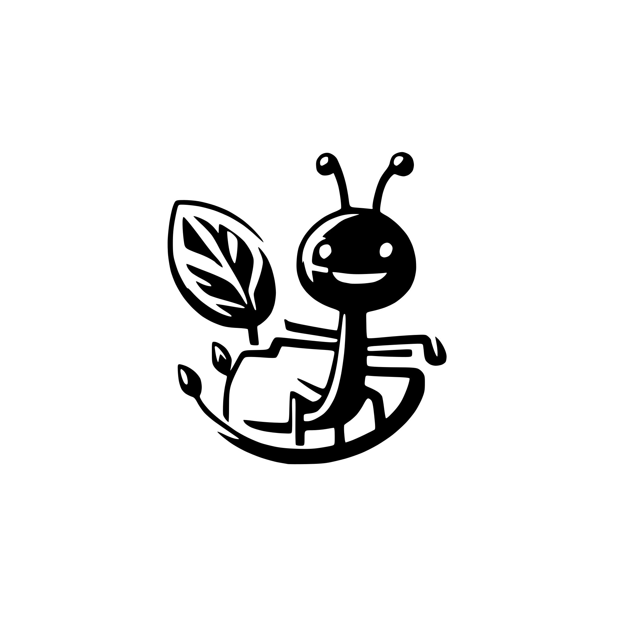AI-generated SVG of 'very happy ant'