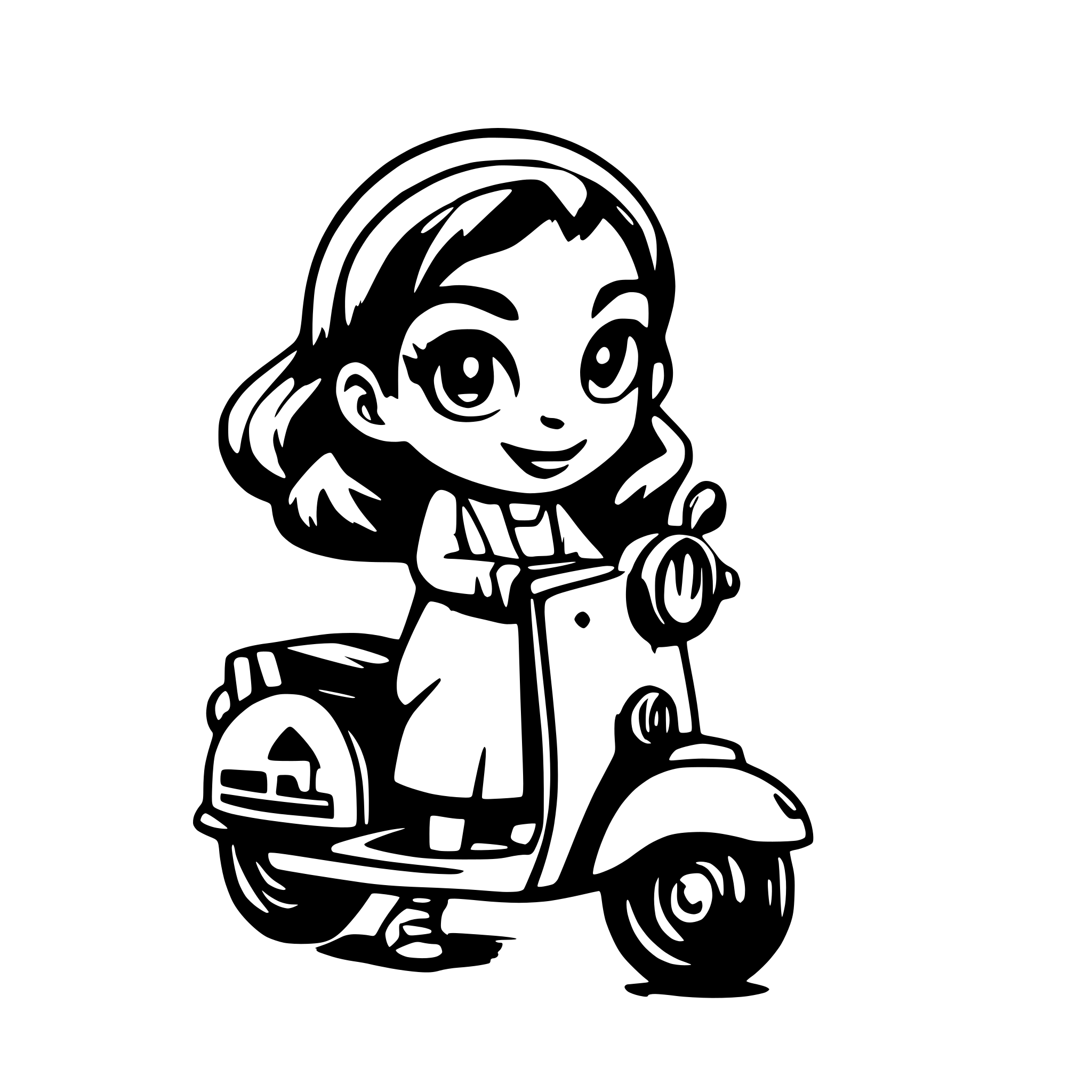 AI-generated SVG of a Girl on a vespa with the Number 40