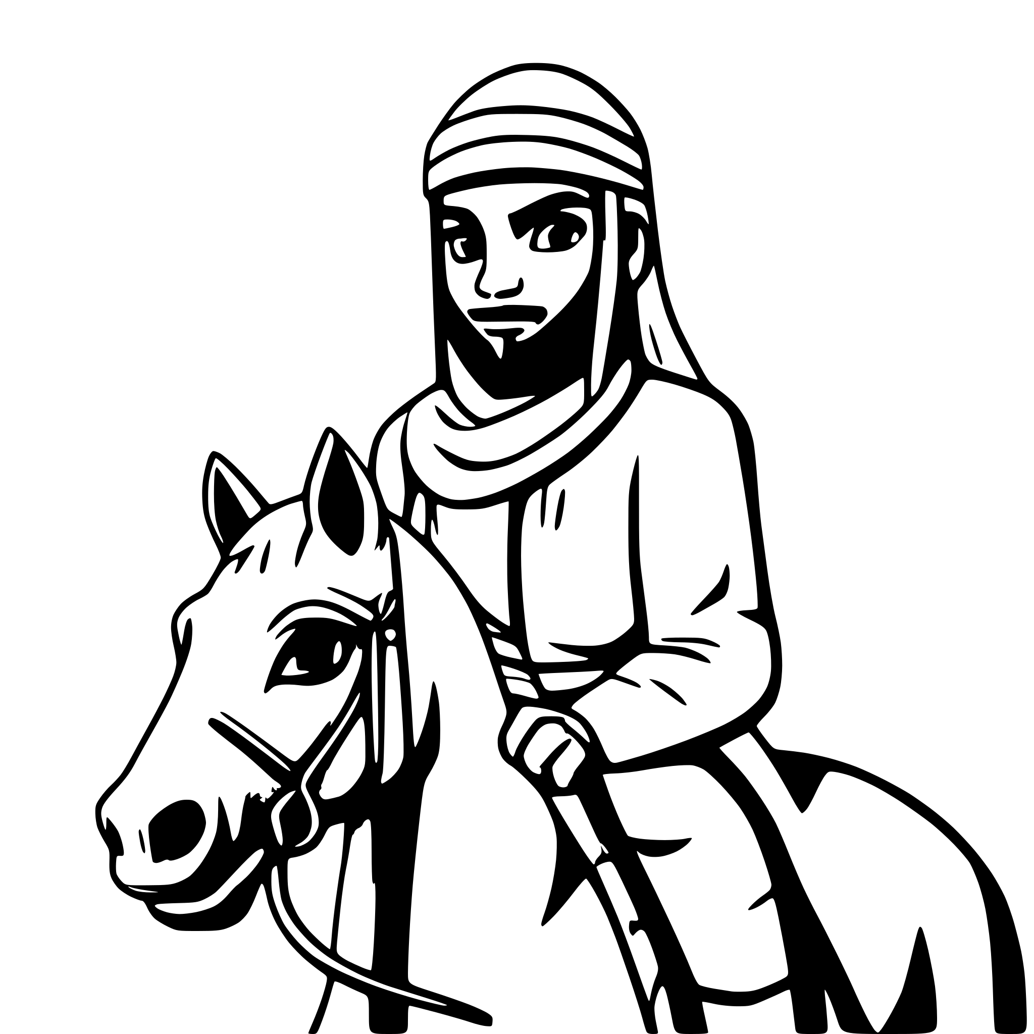 AI-generated SVG of a hisorical arabic man on horse