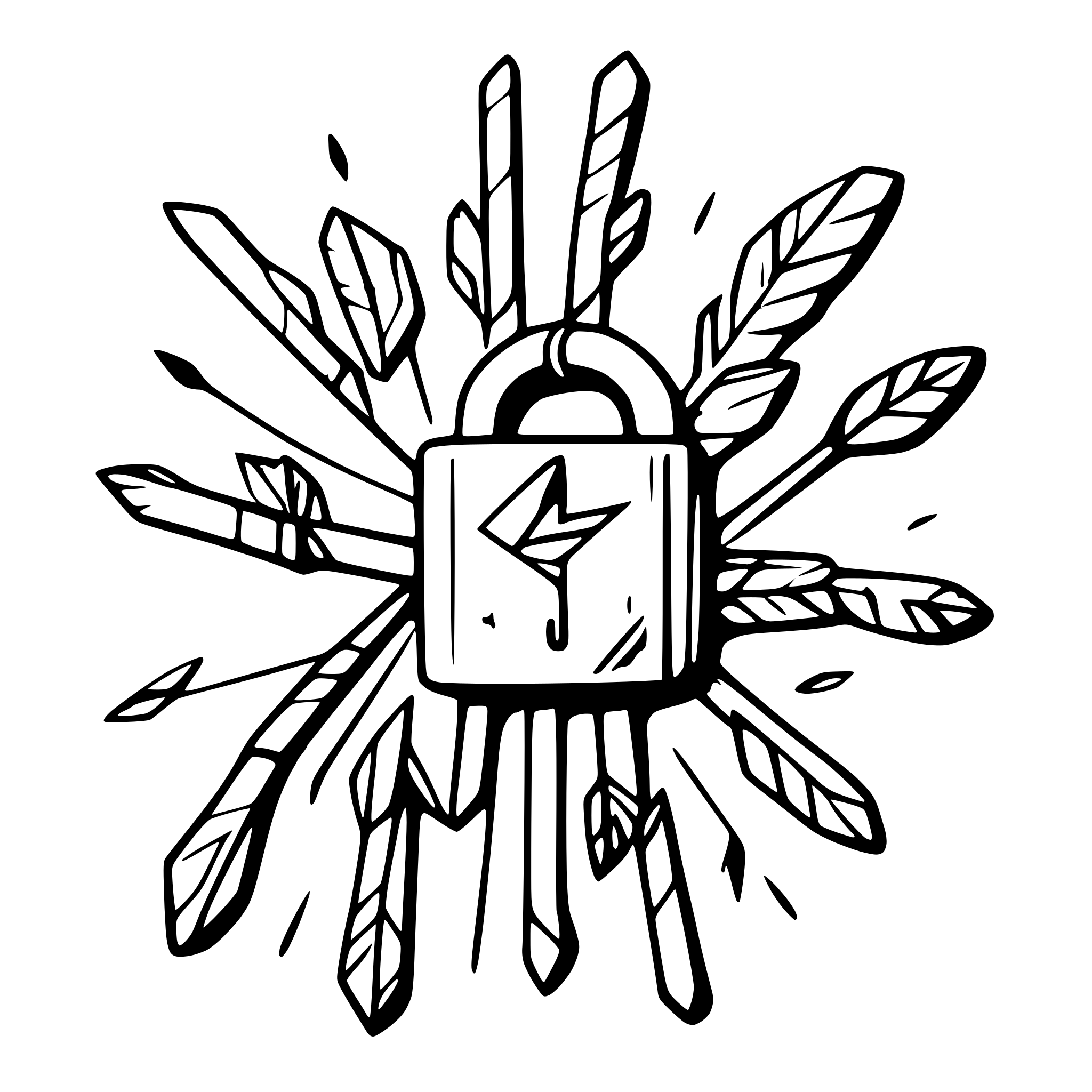 AI-generated SVG of a Lock made of arrows going in opposite directions