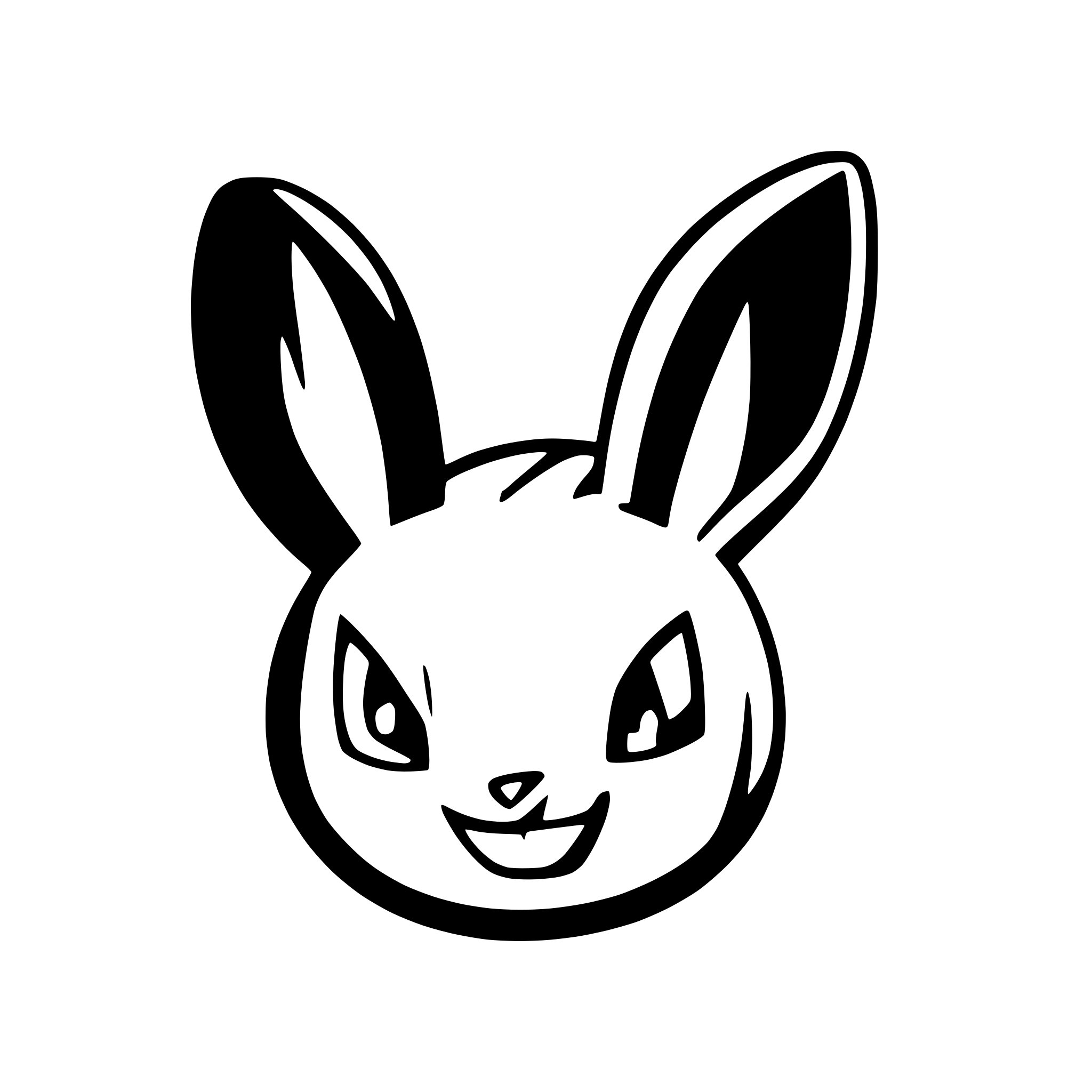 AI-generated SVG of 'angry cartoon rabbit head black'
