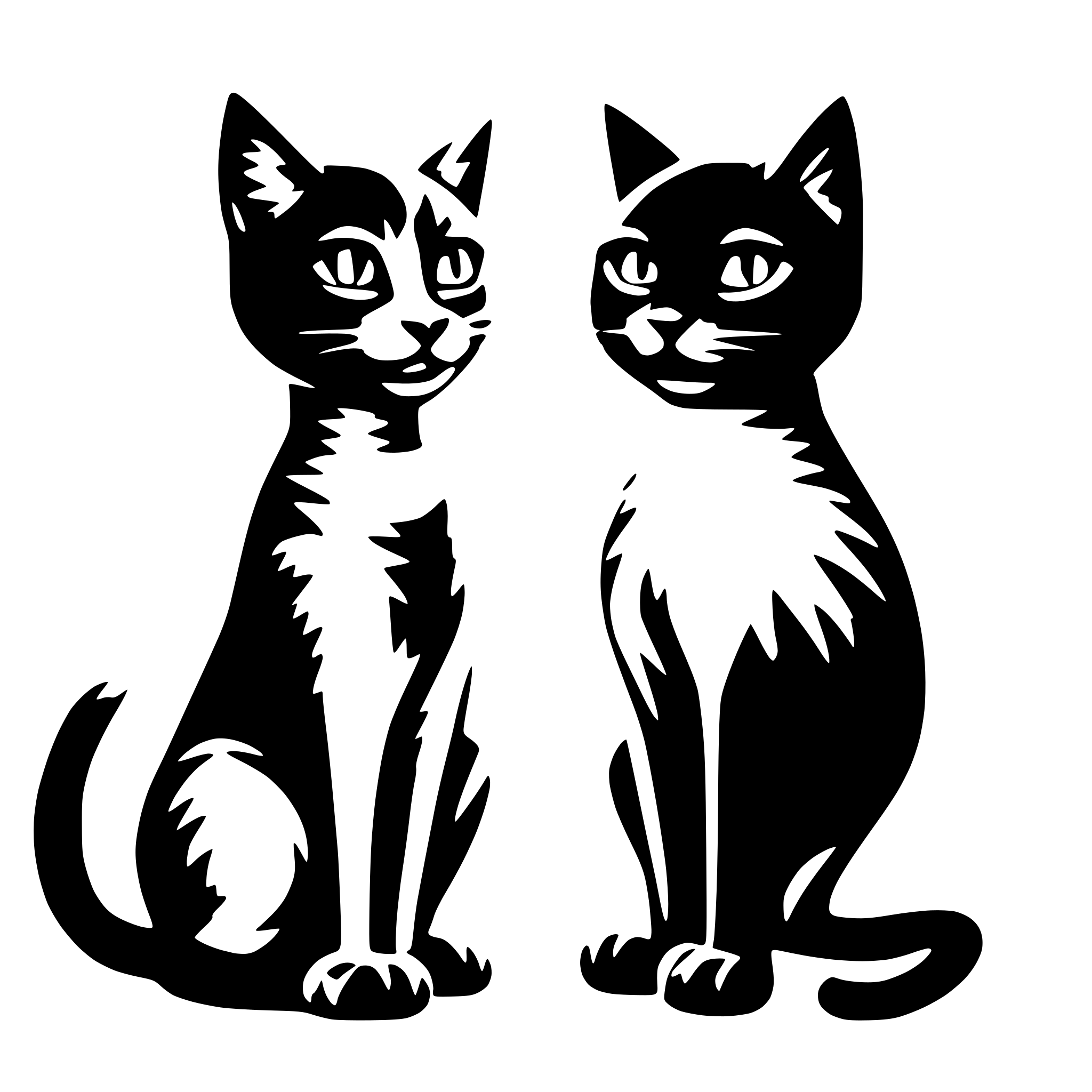 AI-generated SVG of 'two cats silouette'