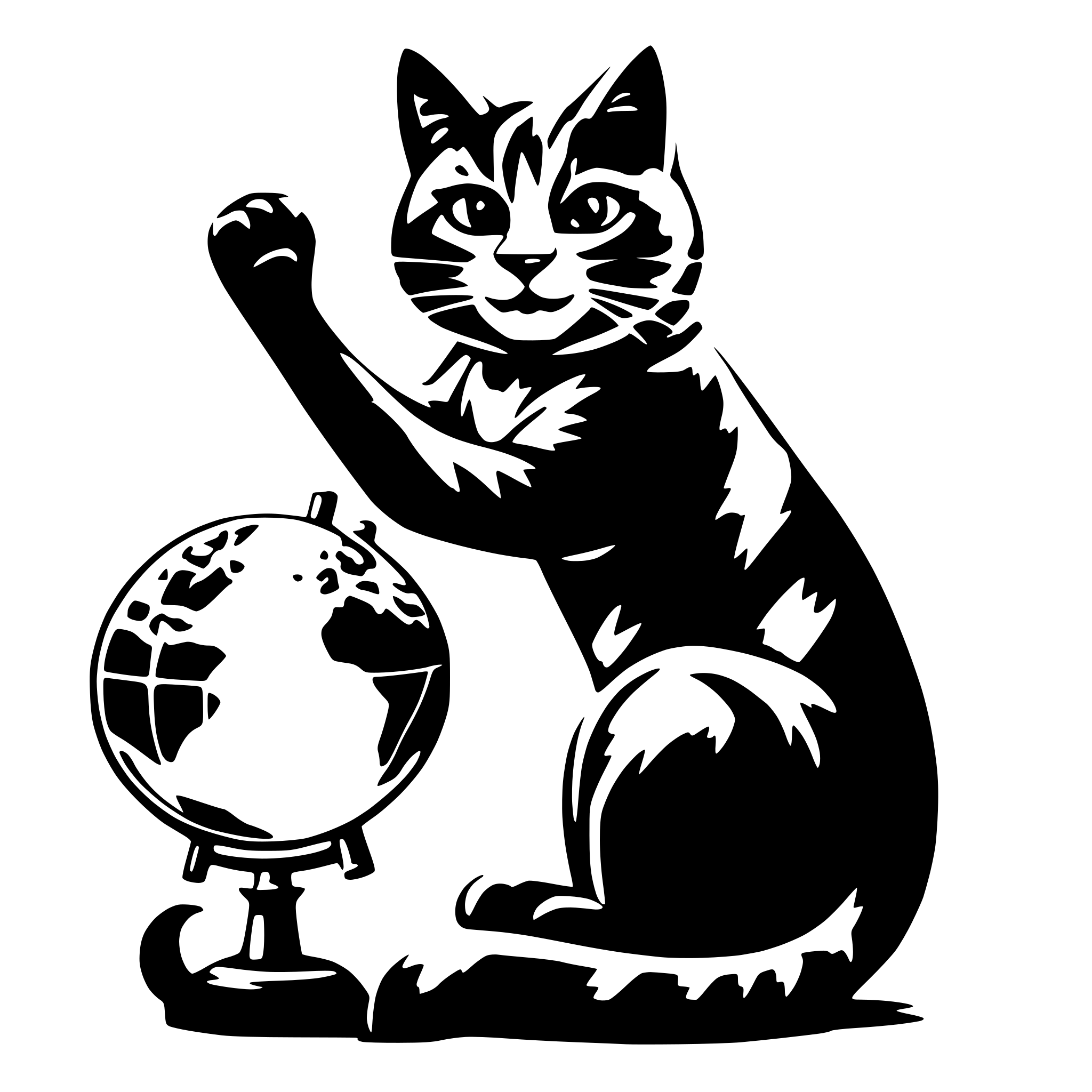 AI-generated SVG of a a cat playing with the earth globe