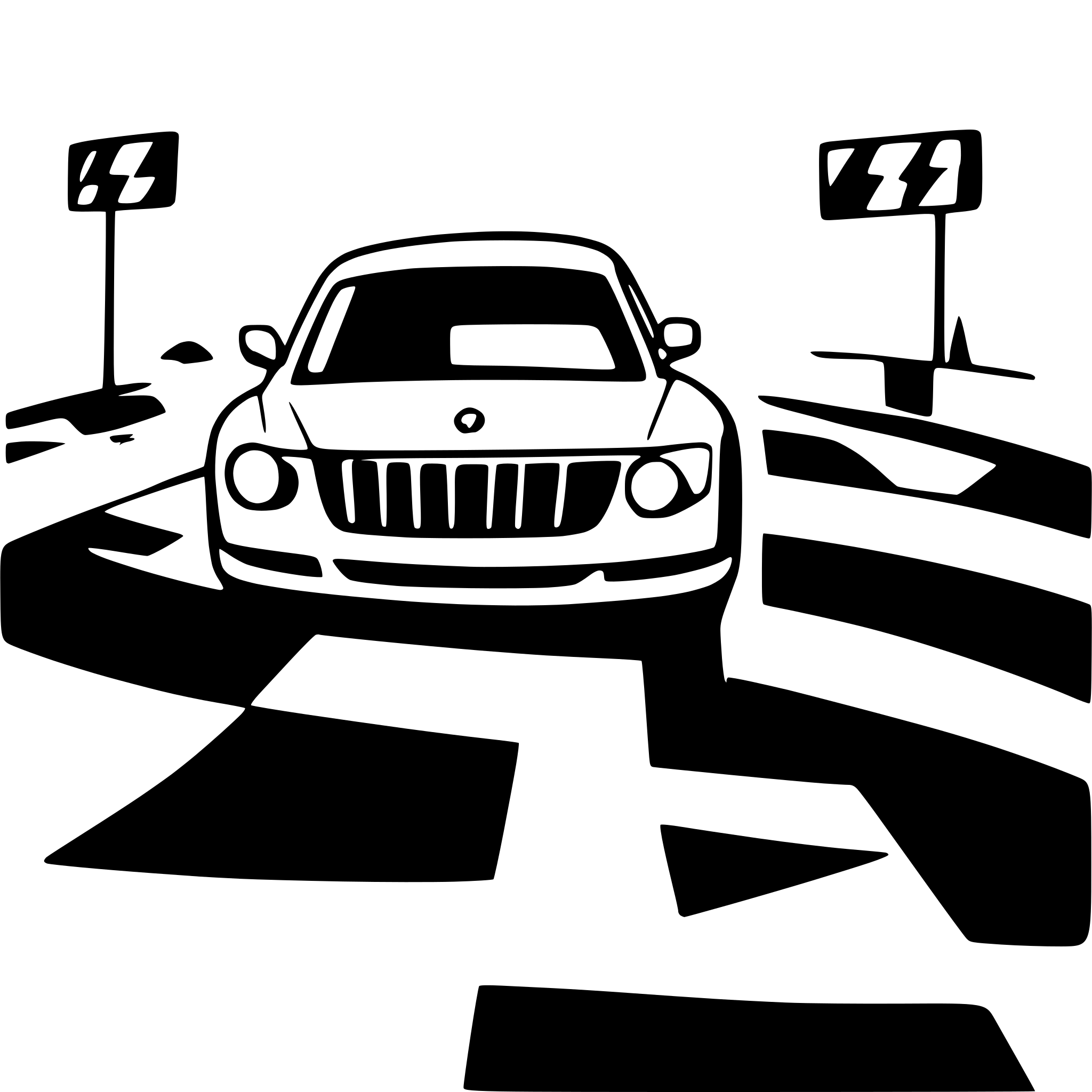 AI-generated SVG of 'A BMW car driving through the finish line in a race. In the foreground, there is a classic race finish banner with the word 'ZIEL' written on it. The image is minimalistic, with no background, no shadows, and a clean, simple style.'