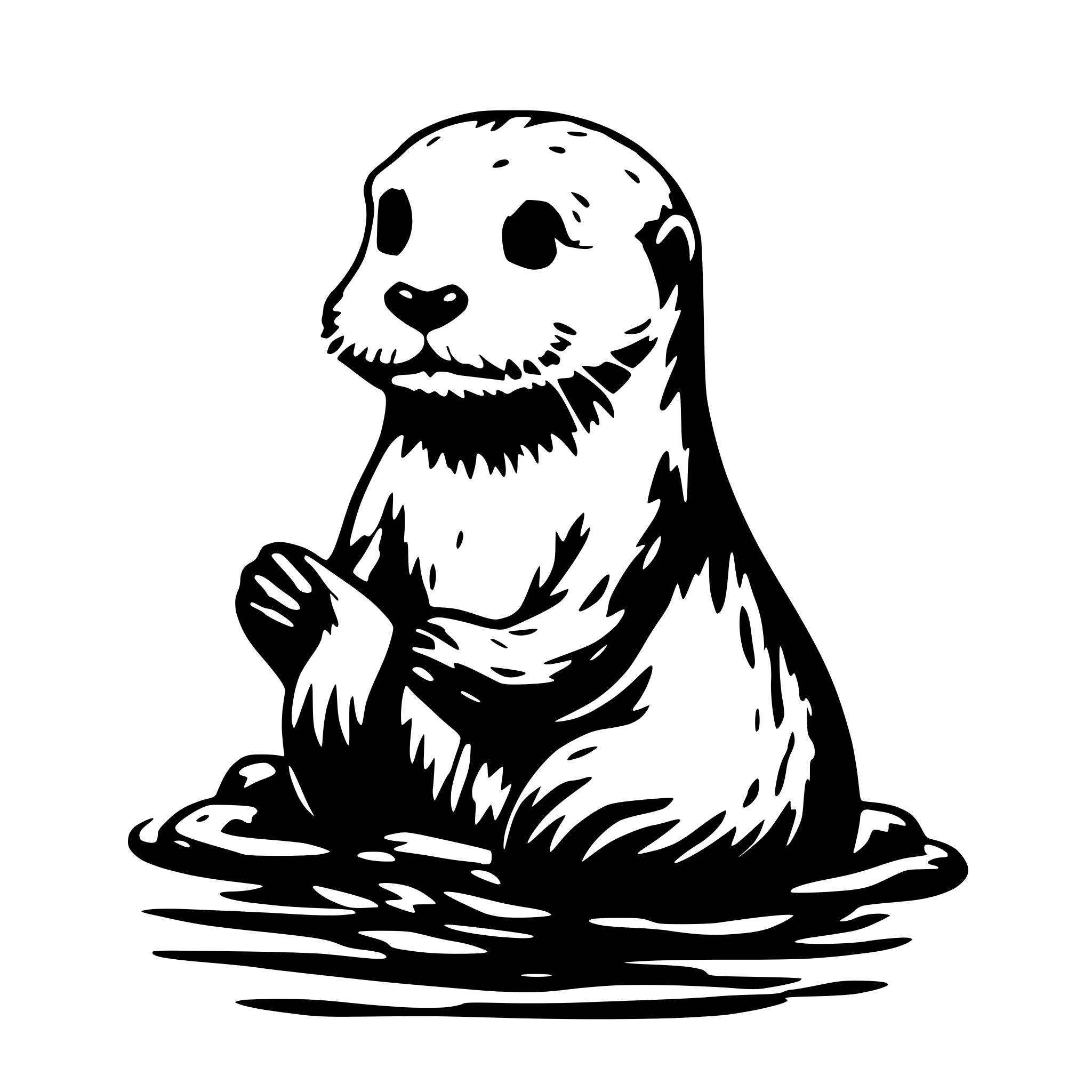 AI-generated SVG of 'A cute sea otter; fewer lines; cute expression; simple pencil drawing'