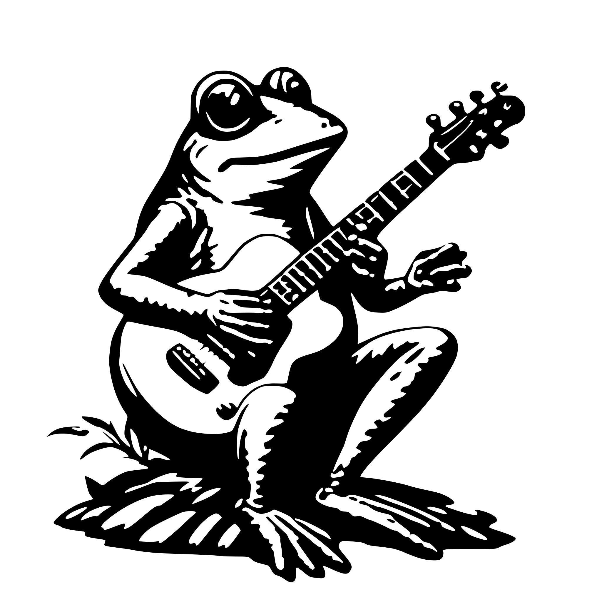 AI-generated SVG of a frog playing guitar