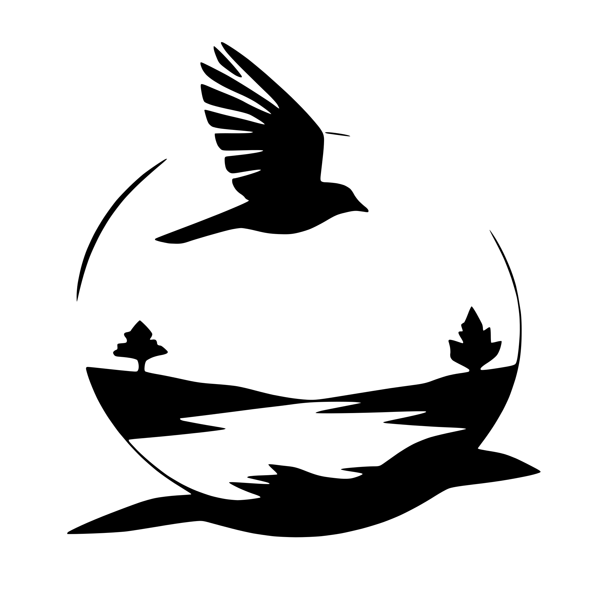 AI-generated SVG of a crow flying across a sunset