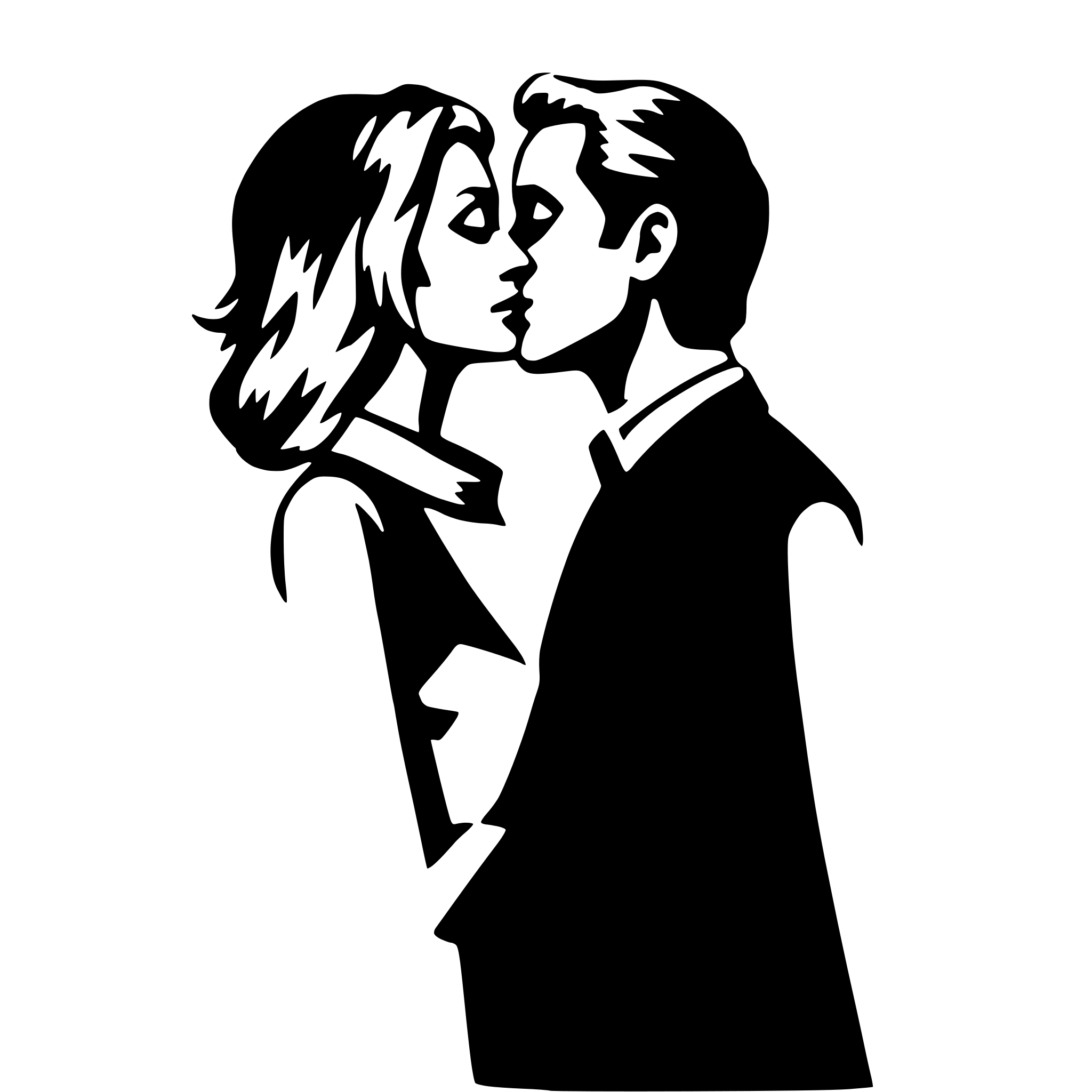 AI-generated SVG of a silhouetted couple kissing