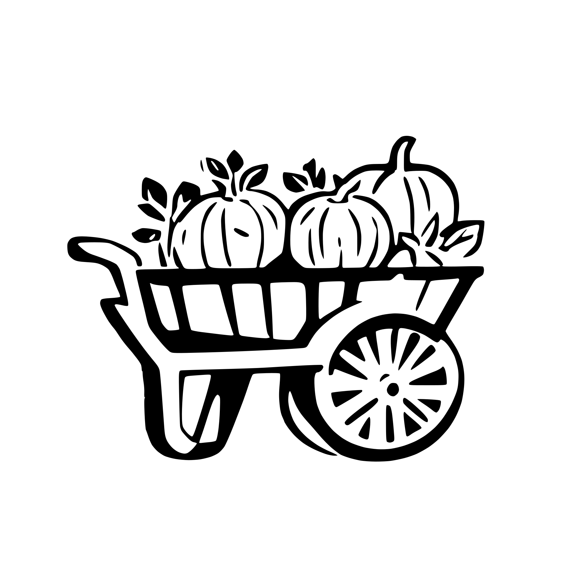 AI-generated SVG of 'Wheelbarrow with pumpkins'