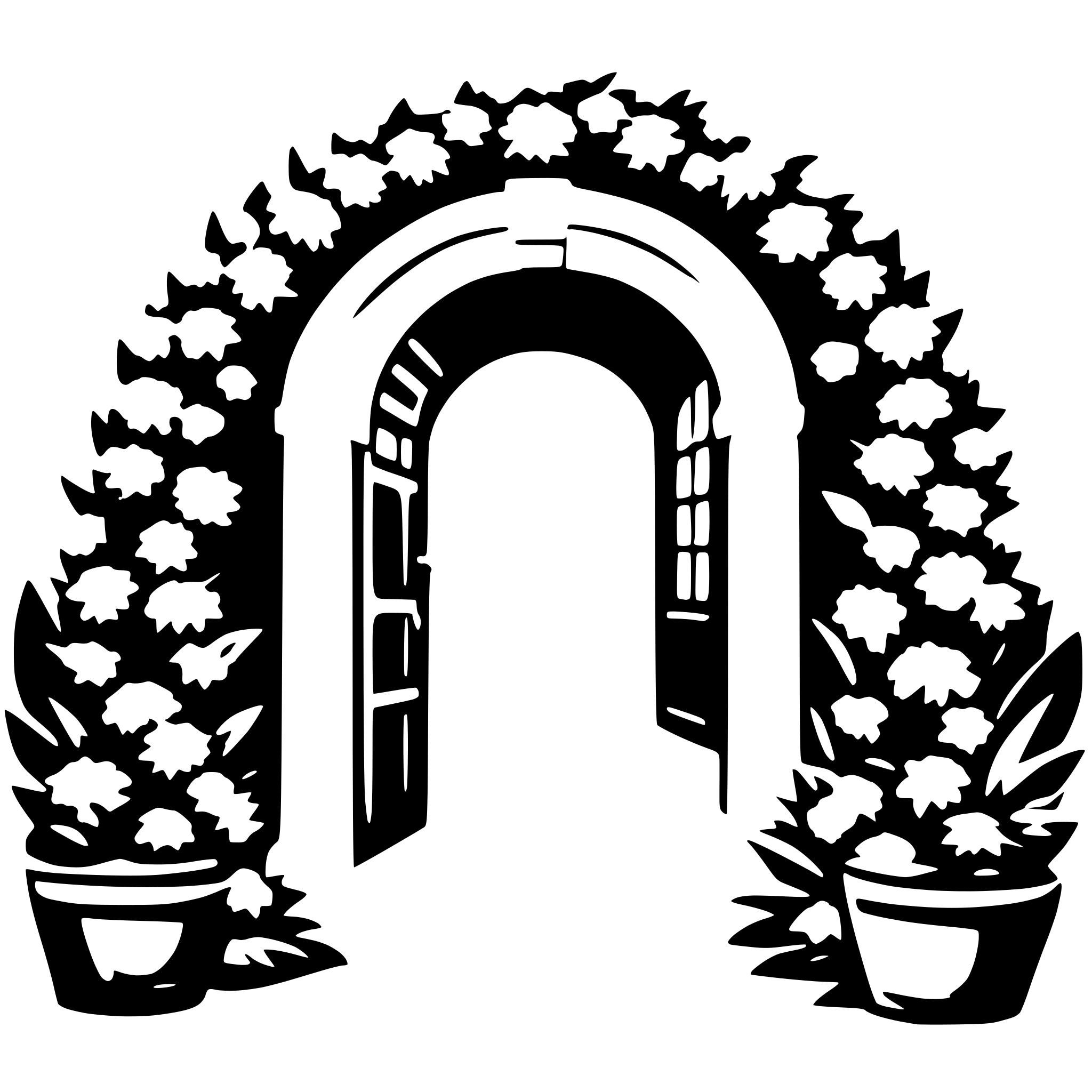AI-generated SVG of a a romantic open entrance with flower wreaths AI-generated SVG of a a romantic open entrance with flower wreaths
