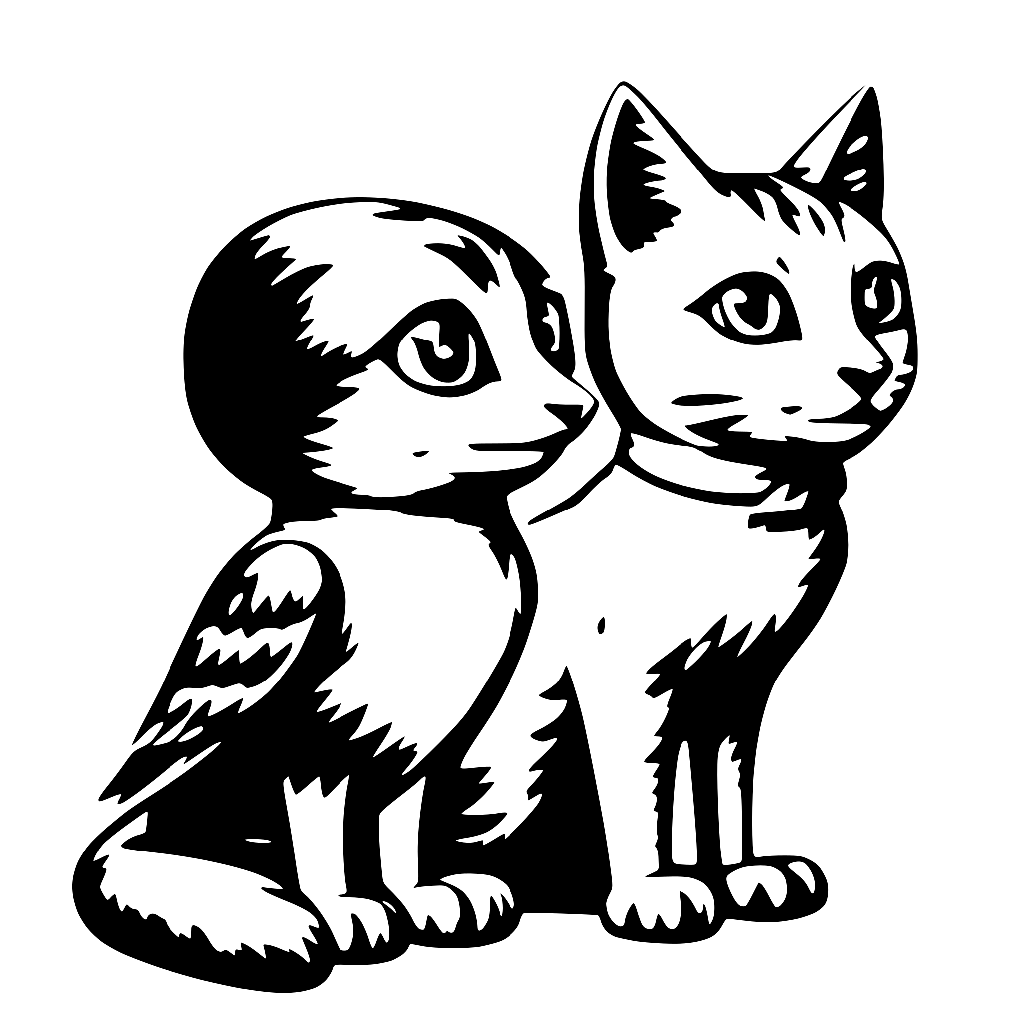 AI-generated SVG of 'a curious cat with a bird on its head'