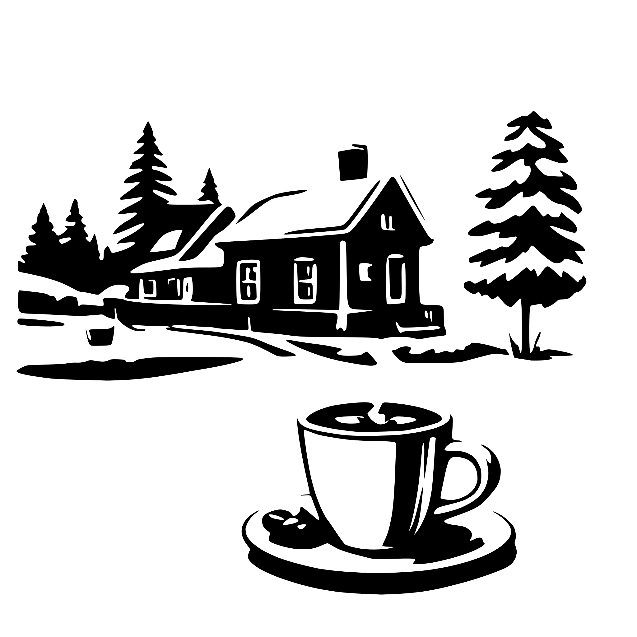 AI-generated SVG of 'hot coffee winter landscape house'