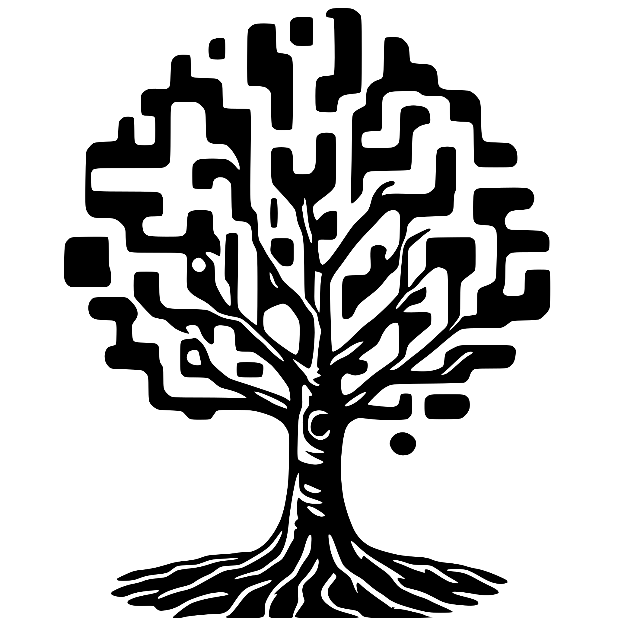 AI-generated SVG of a weird psychedelic tree, circuits