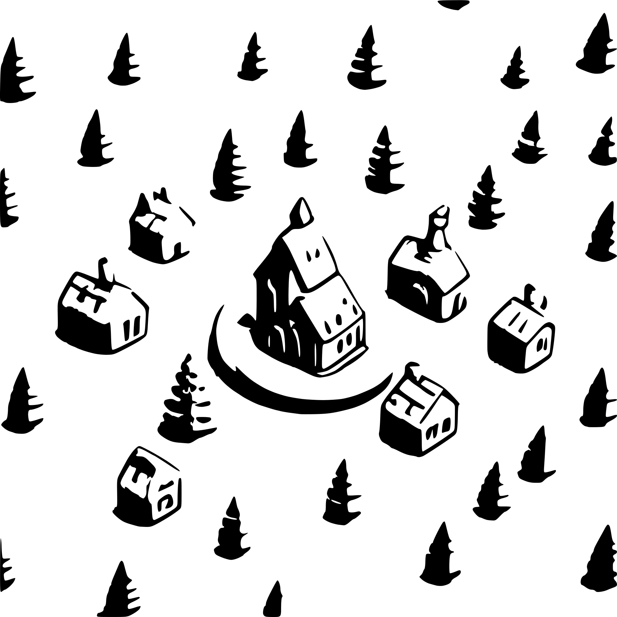 AI-generated SVG of a Christmas village 3d