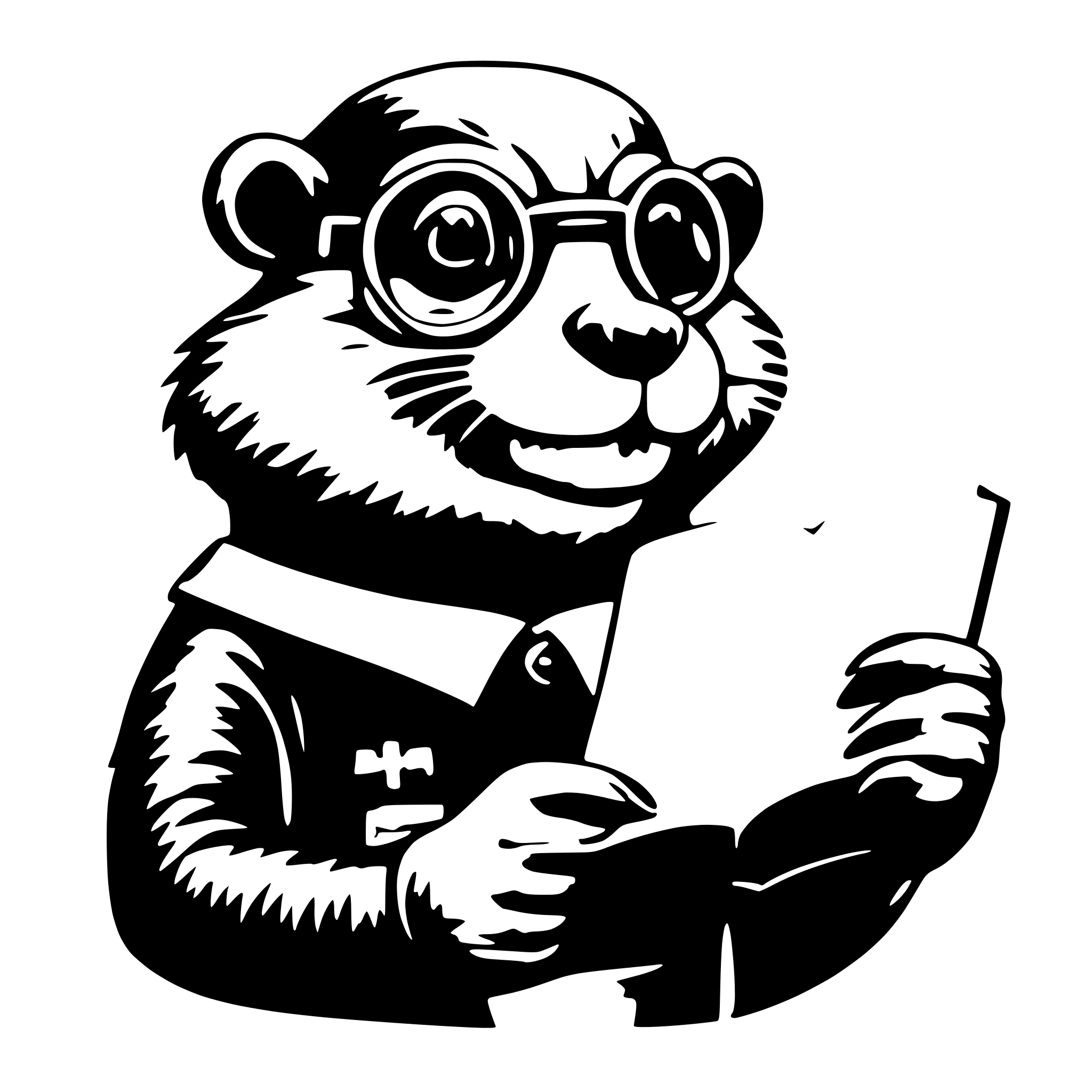 AI-generated SVG of 'beaver with buck teeth holding a book with glasses'