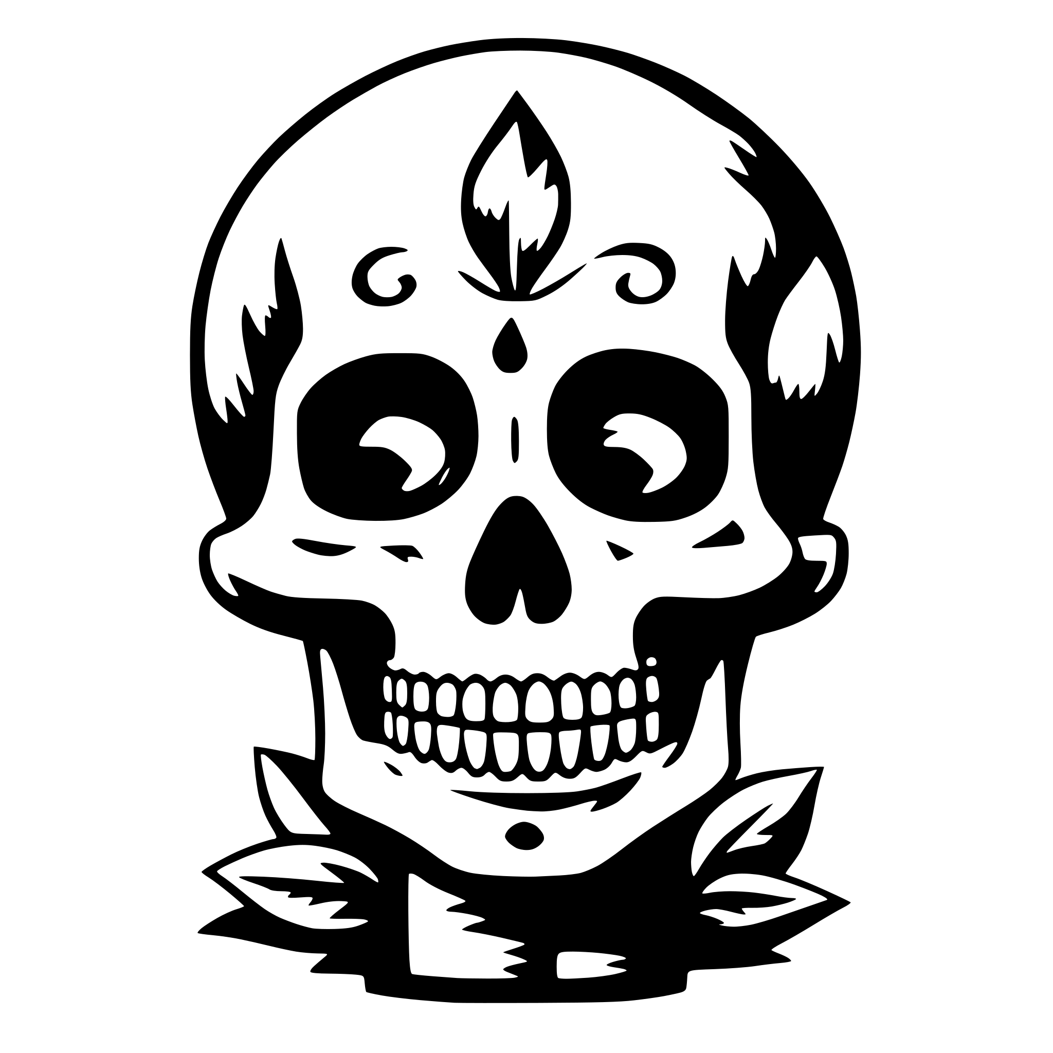 AI-generated SVG of a Flowers on the top of the skull