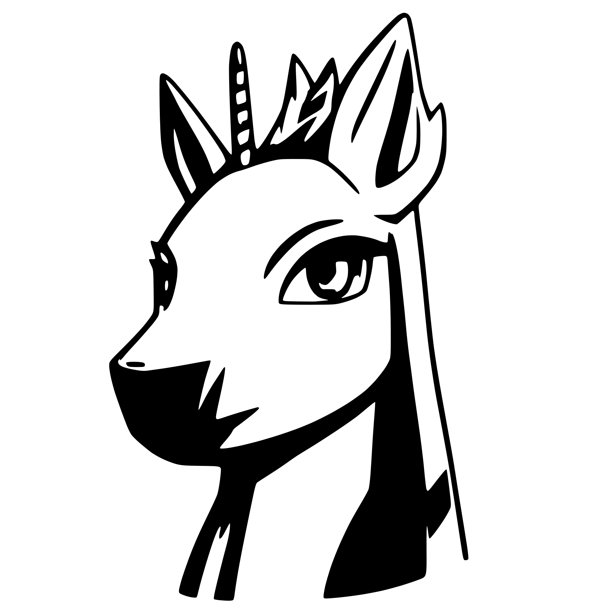 AI-generated SVG of a lama head with red and green