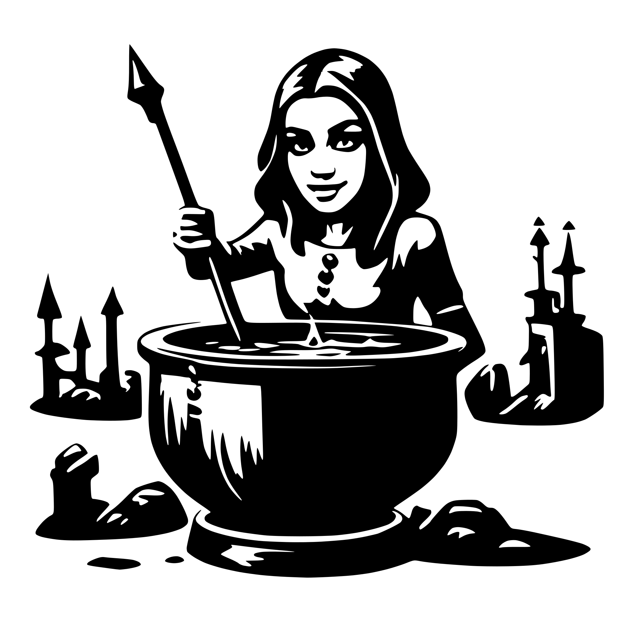 AI-generated SVG of 'Witch stirring cauldron'
