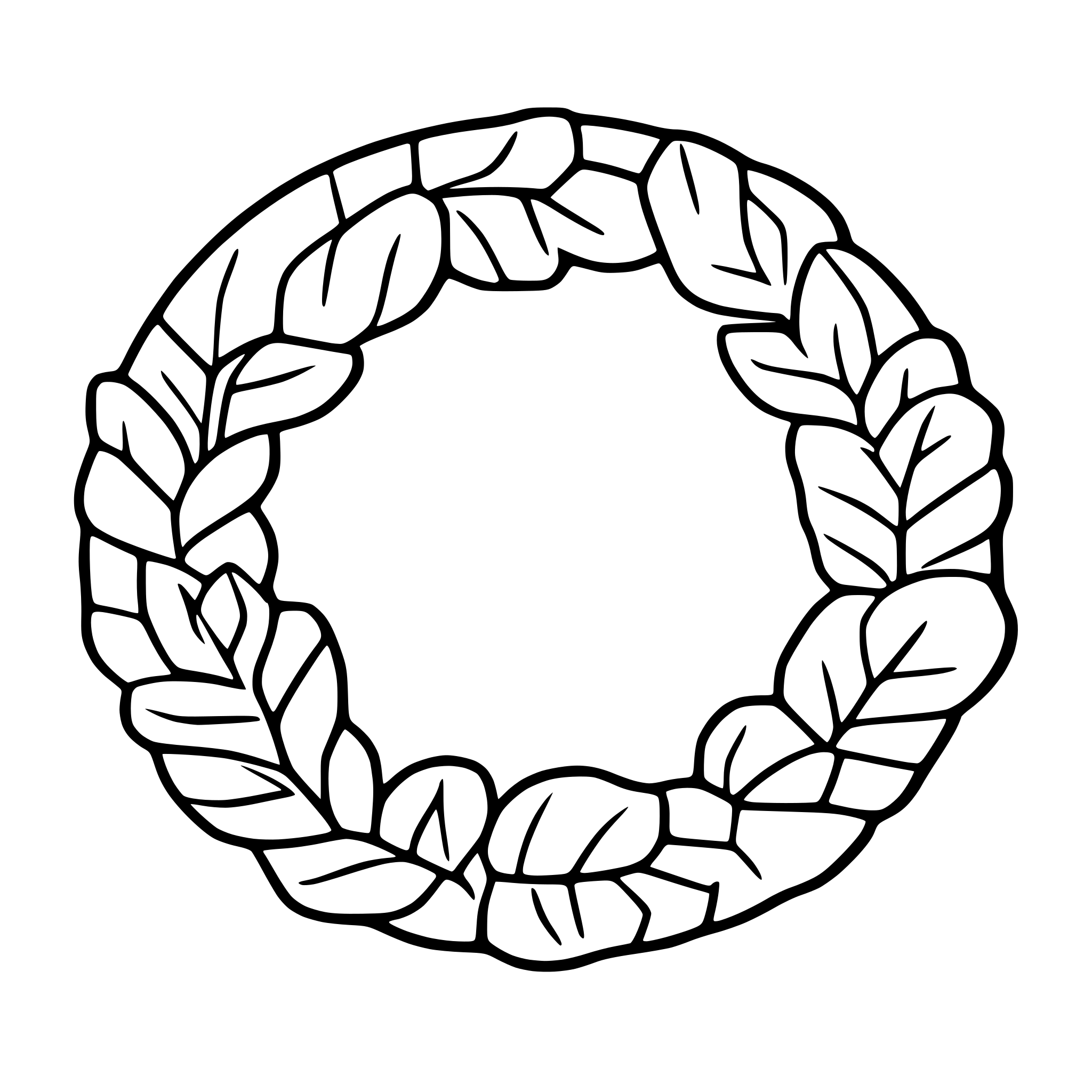 AI-generated SVG of 'very simple line drawing, flower chain wreath, thick lines'