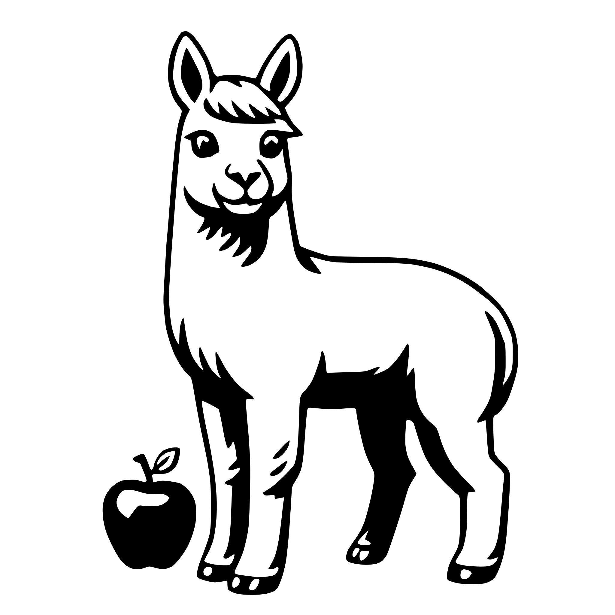 AI-generated SVG of 'alpaca with apple'