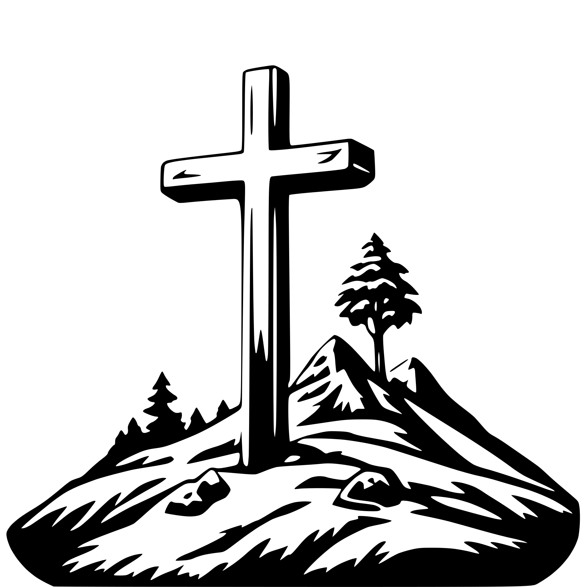 AI-generated SVG of 'cross on top of mountain'