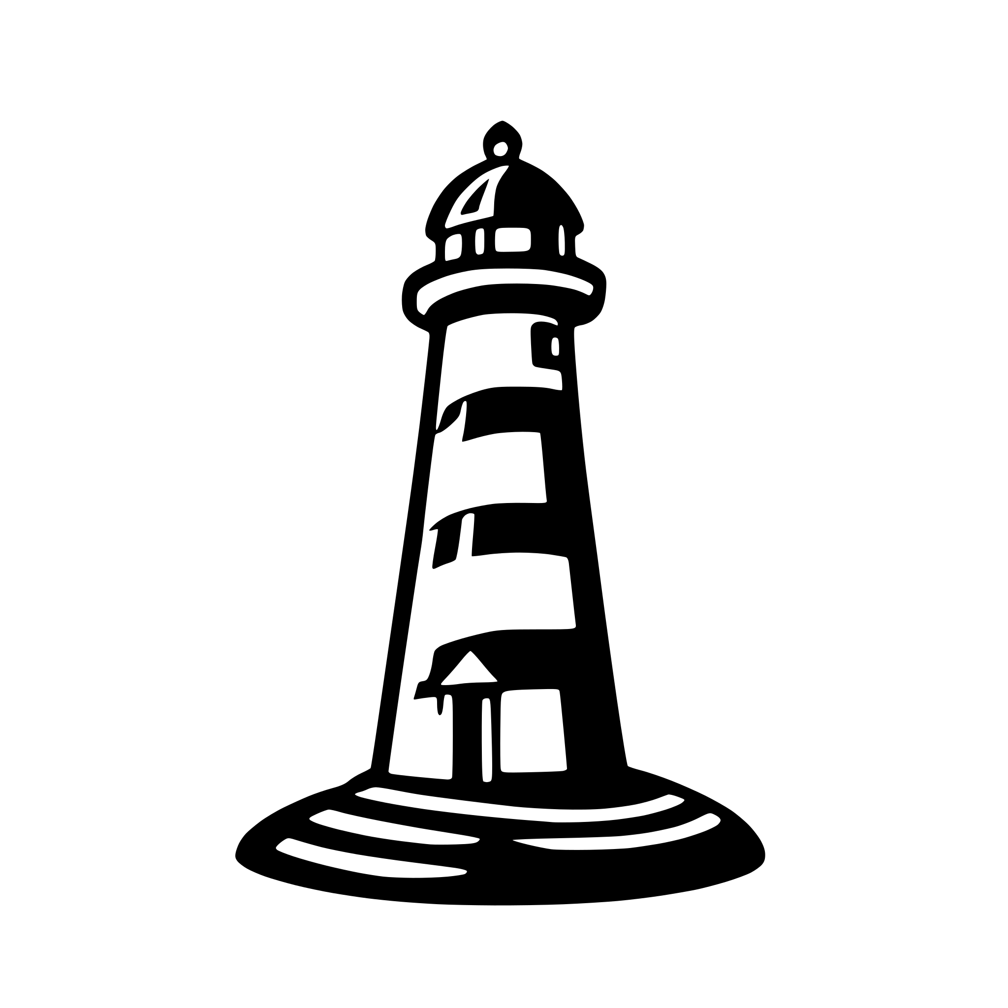 AI-generated SVG of 'minimalist detail lighthouse icon for website logo. swirl like pattern on lighthouse similar to barbershop pole'