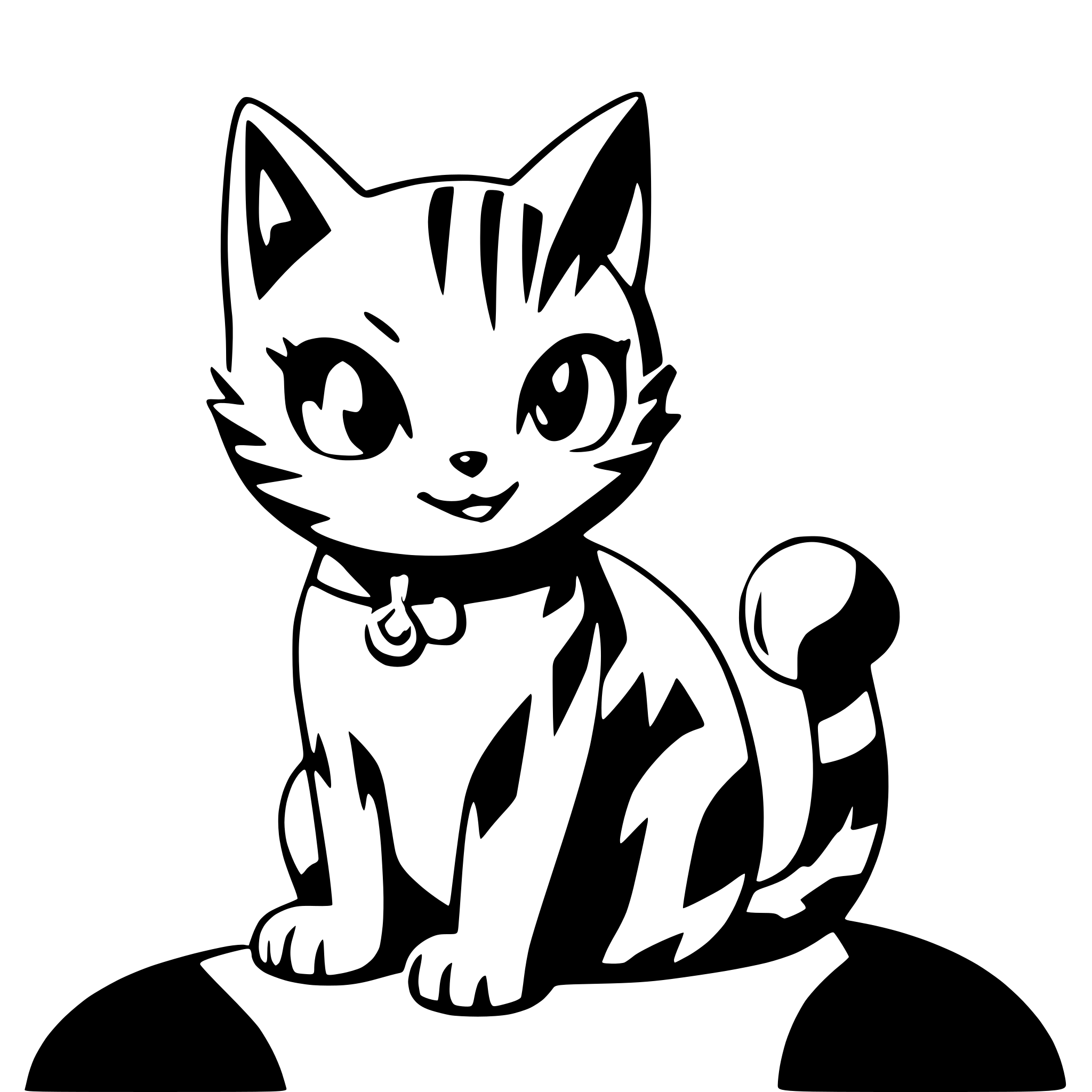 AI-generated SVG of a Create a cat side in a sitting position 
One is cute and has cute eyes and is happy.