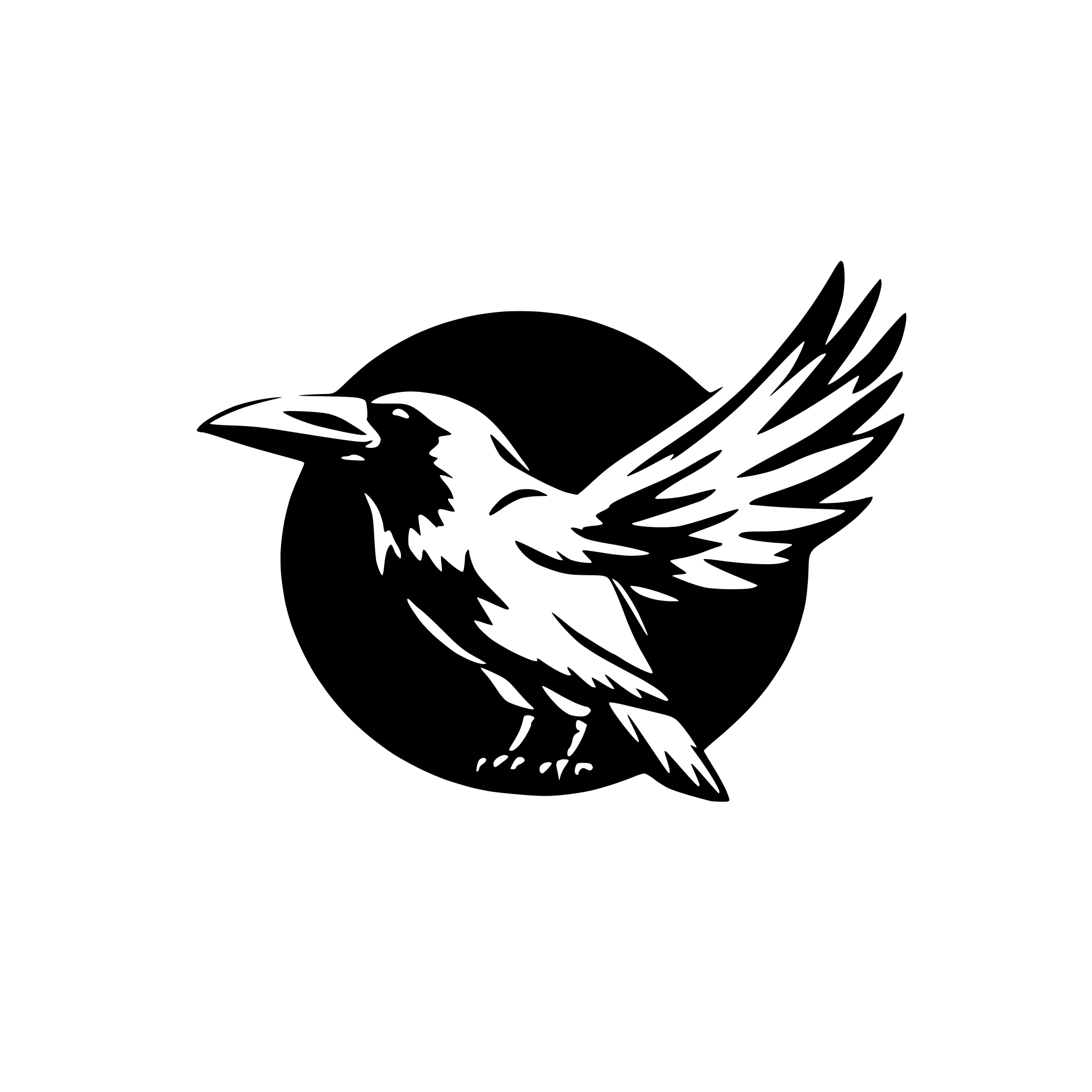 AI-generated SVG of 'raven familiar side profile'