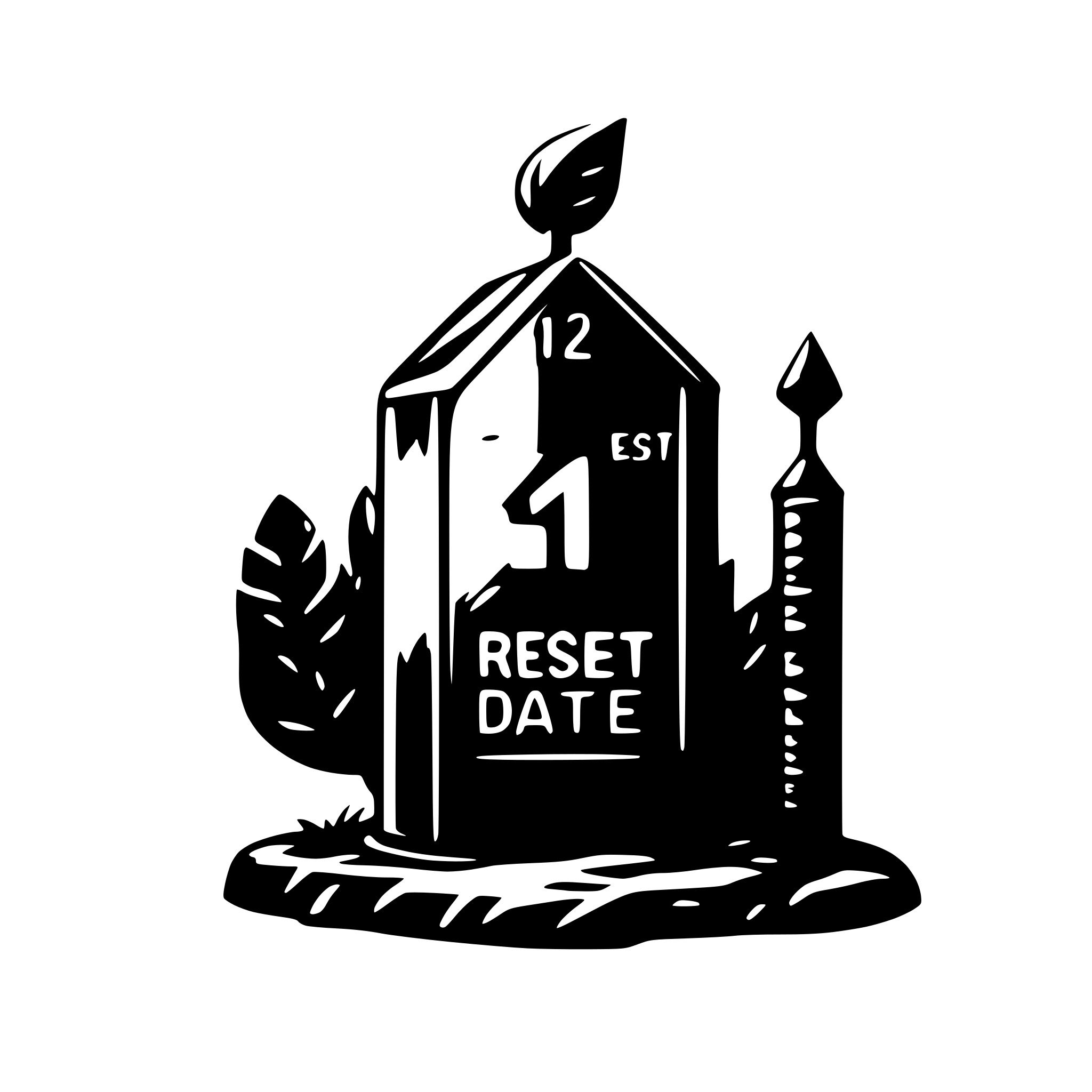 AI-generated SVG of a reset date minimal black