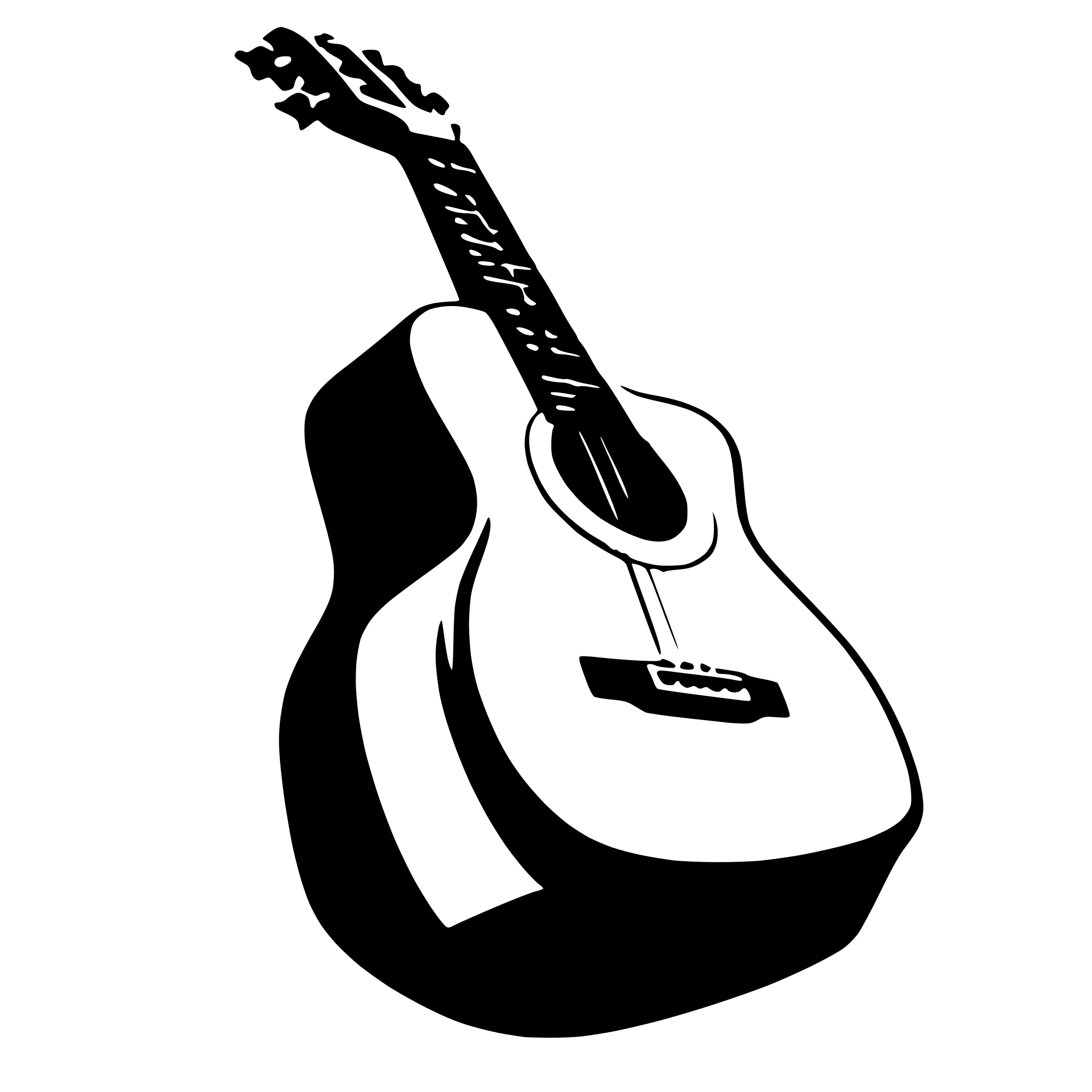 AI-generated SVG of a Acoustic guitar top view