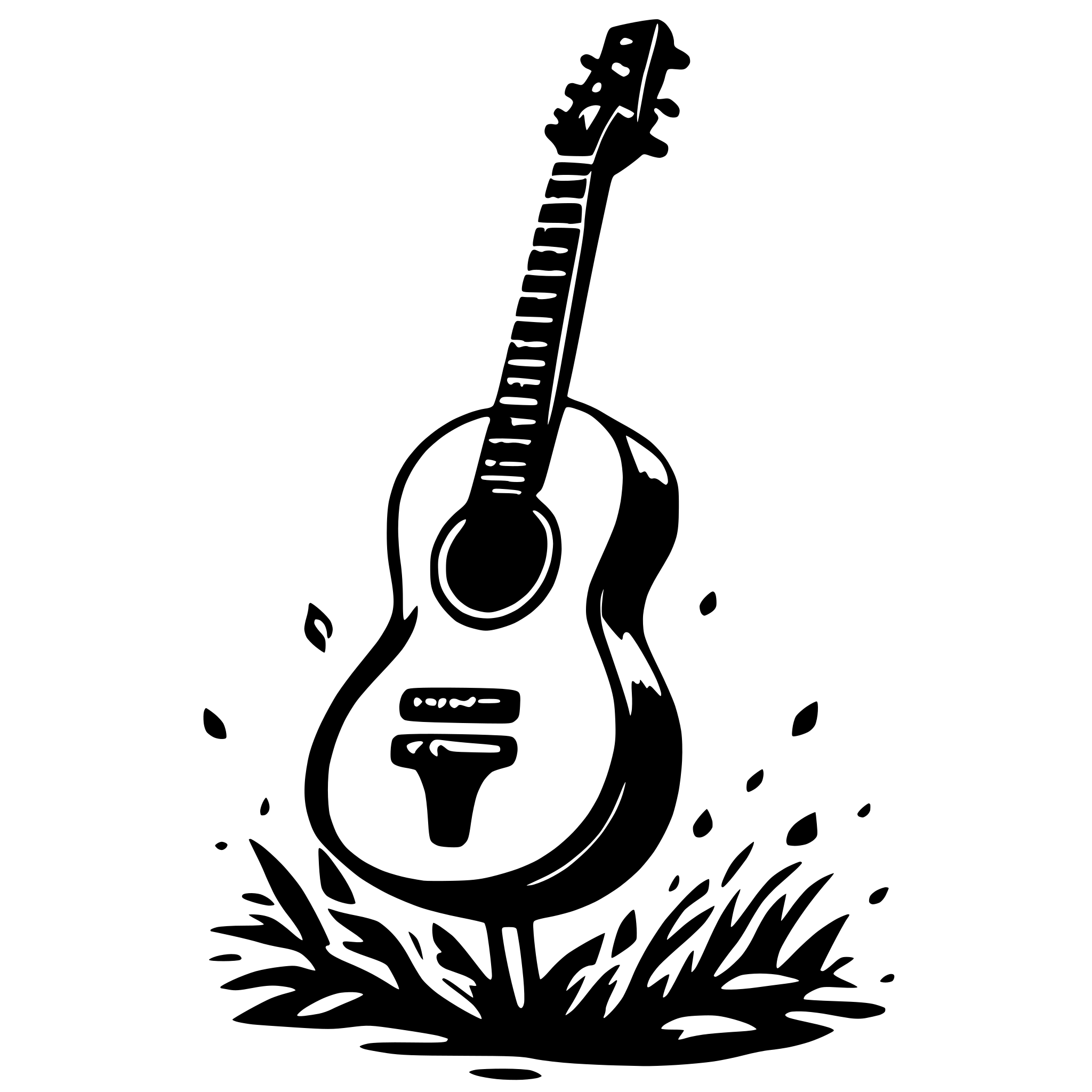 AI-generated SVG of a music notes black and white quitar