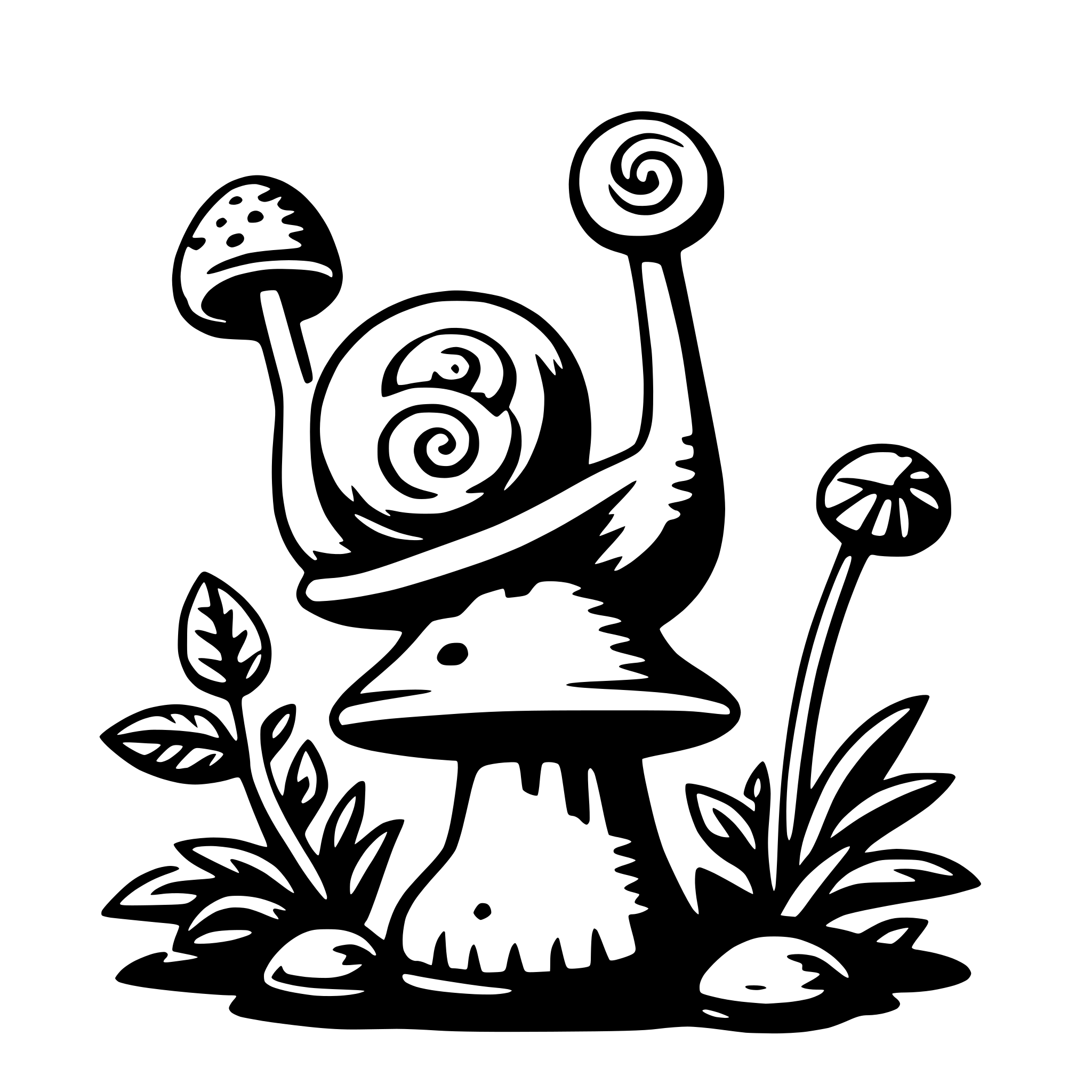AI-generated SVG of a snail on mushroom
