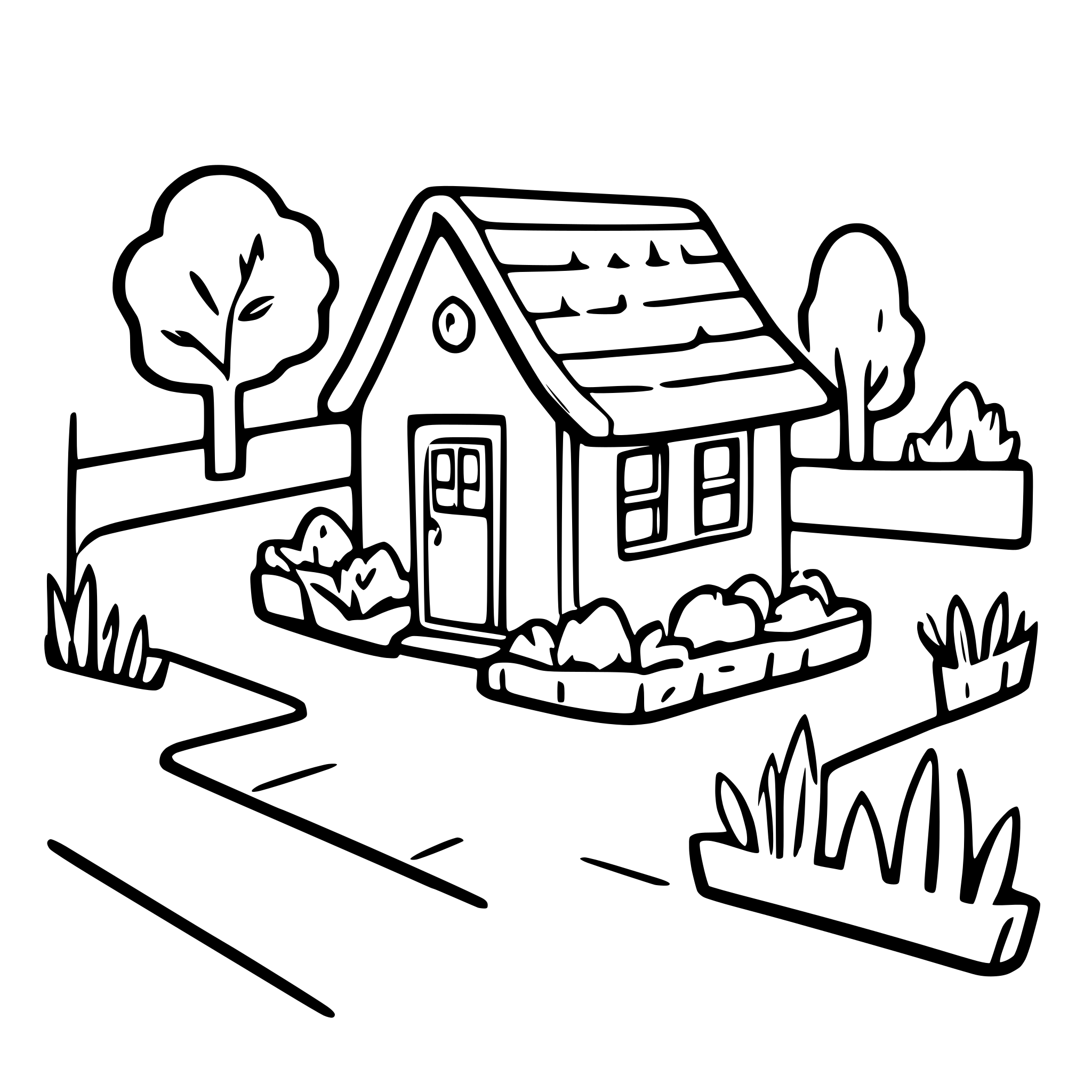 AI-generated SVG of 'little house garden pong'