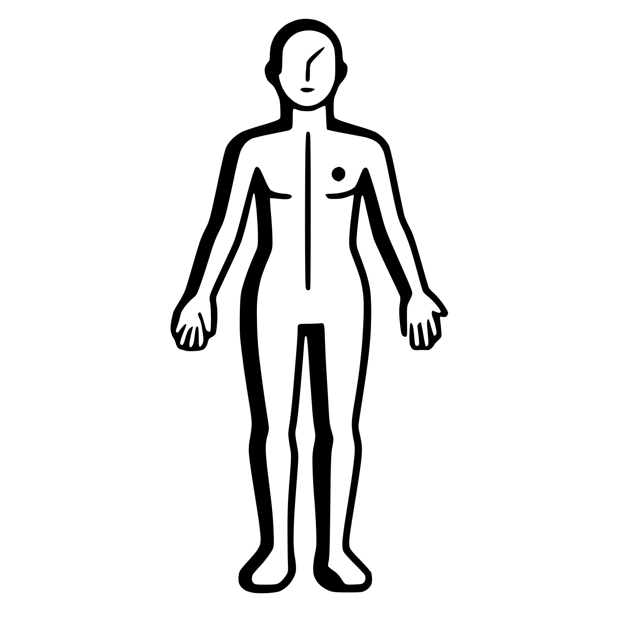 AI-generated SVG of a minimalist medical human body outline diagram, front view, black lines on white background, similar to injury documentation chart, no internal details, clean simple lines, technical drawing style, medical documentation style, male body