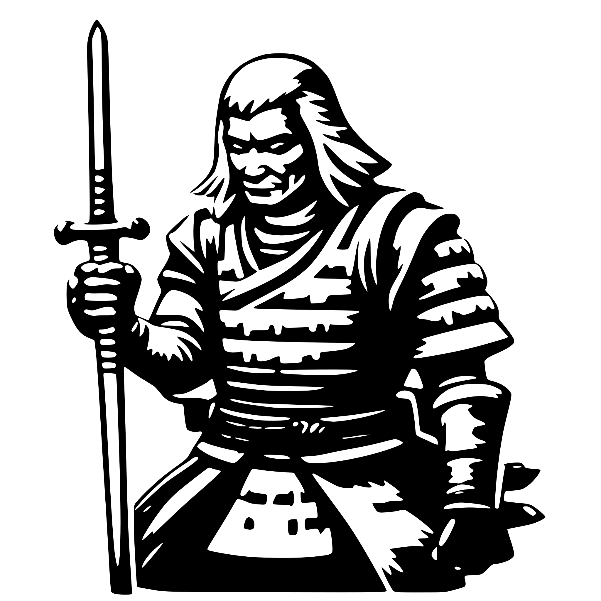 AI-generated SVG of a Old samurai