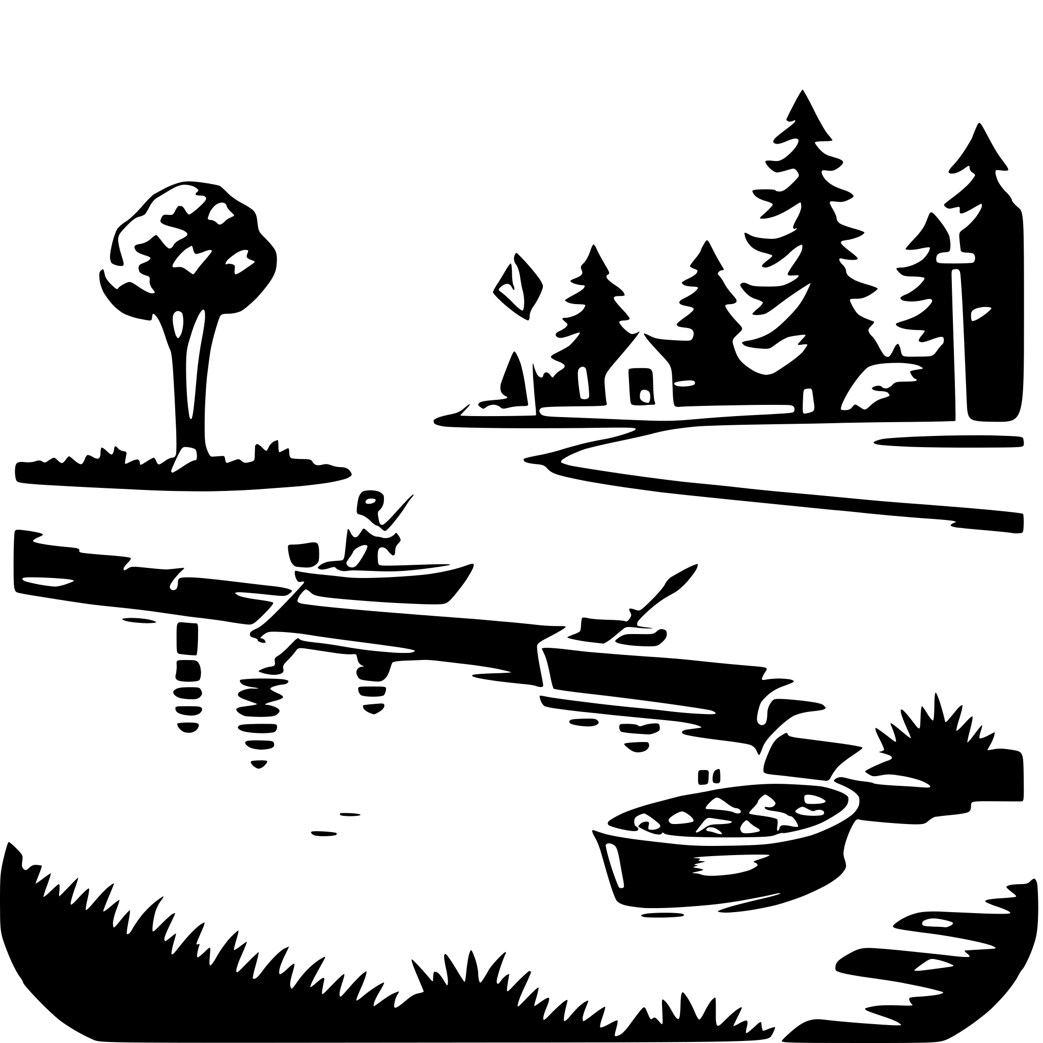 AI-generated SVG of 'river fishing camp'