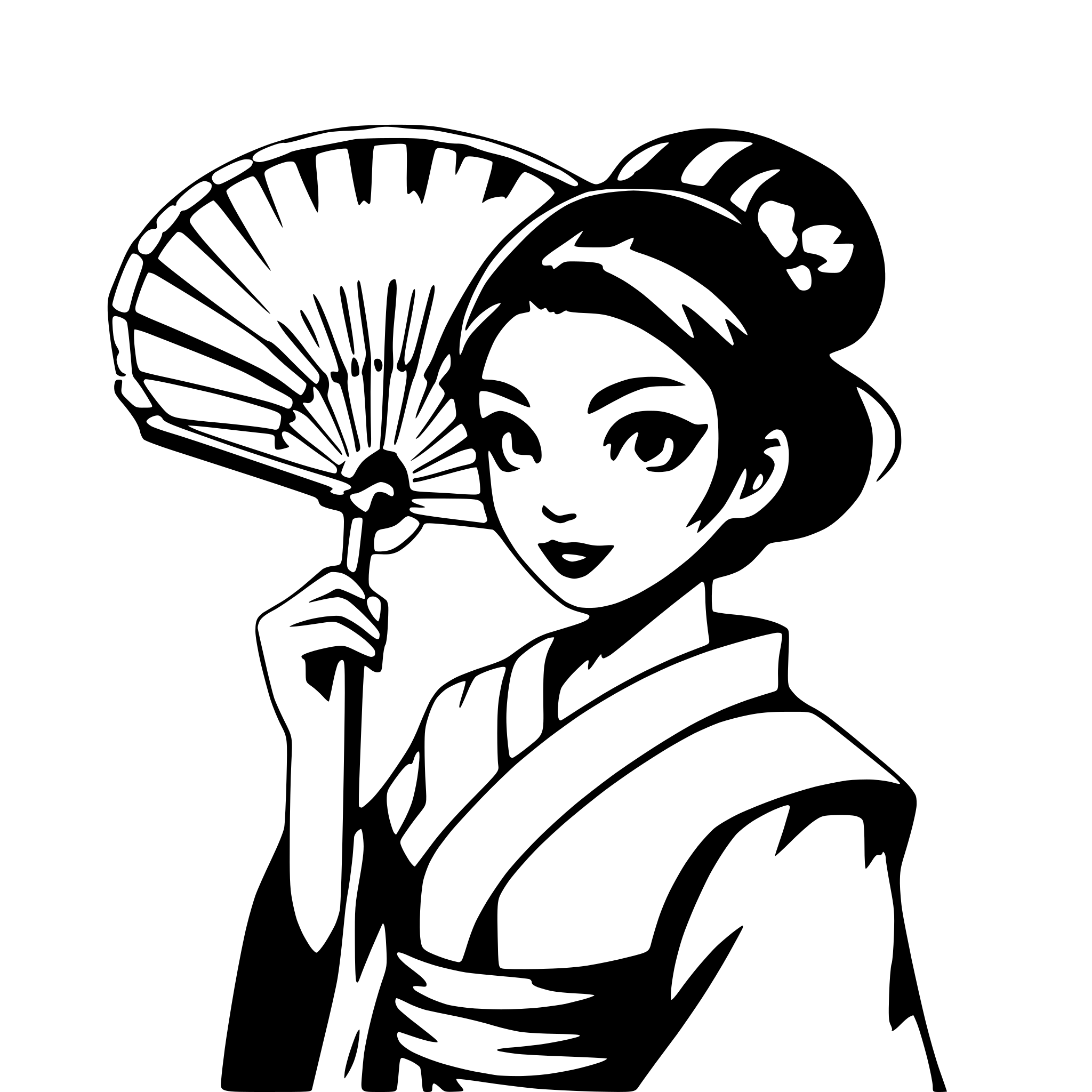 AI-generated SVG of a geisha holding a fan