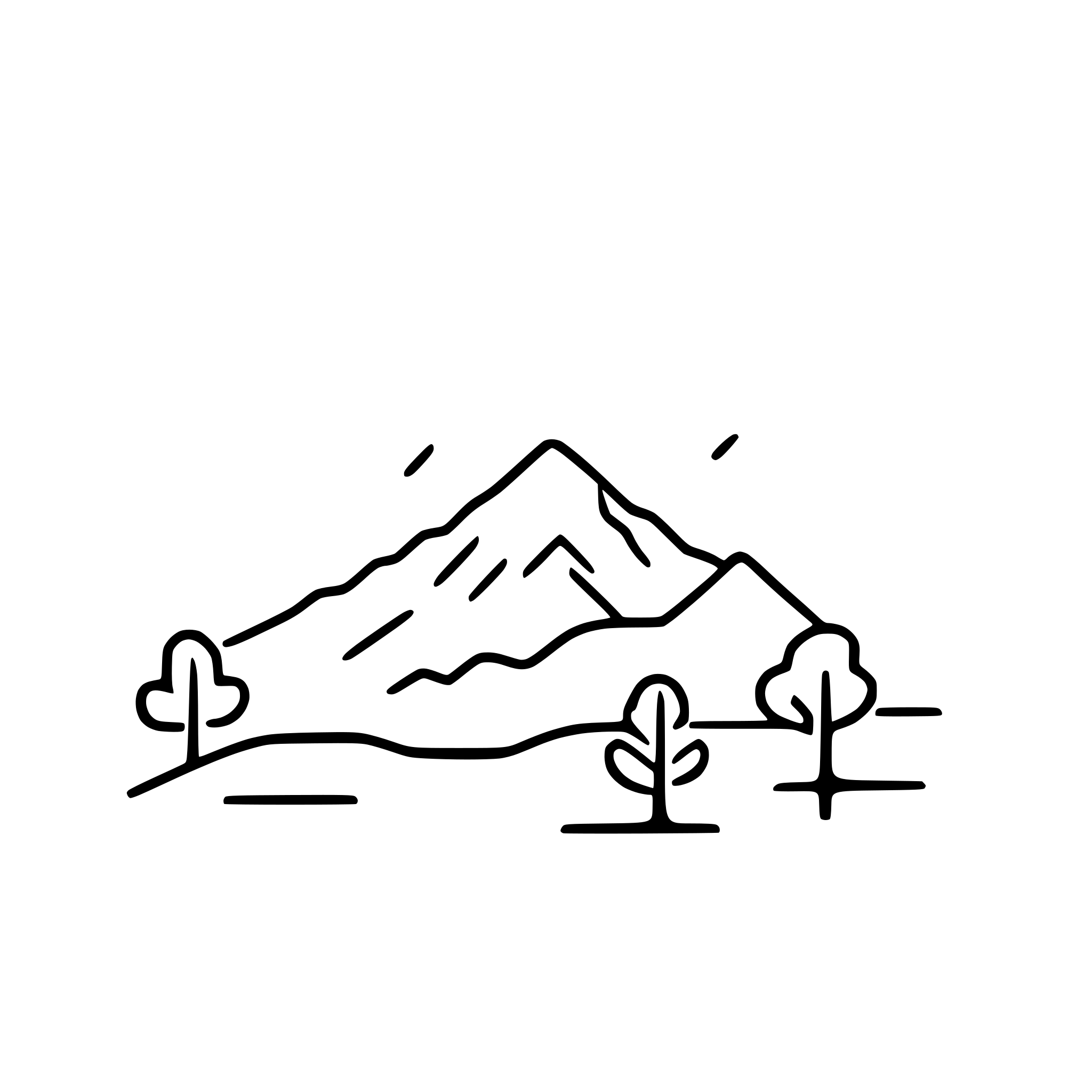 AI-generated SVG of a mountain range landscape, a minimalistic, icon-based style, simplified shapes, clean lines