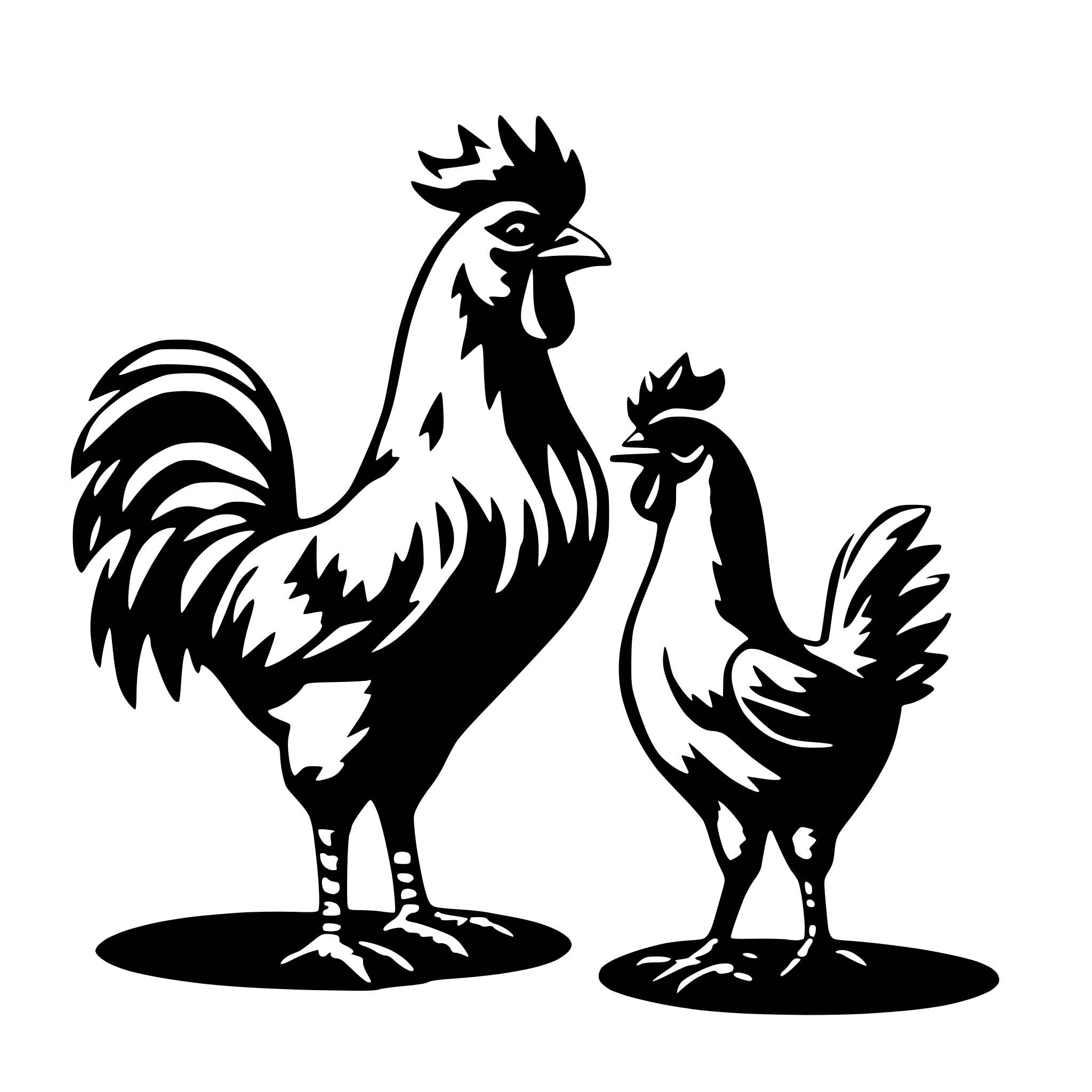 AI-generated SVG of 'rooster and her arguing bawk'