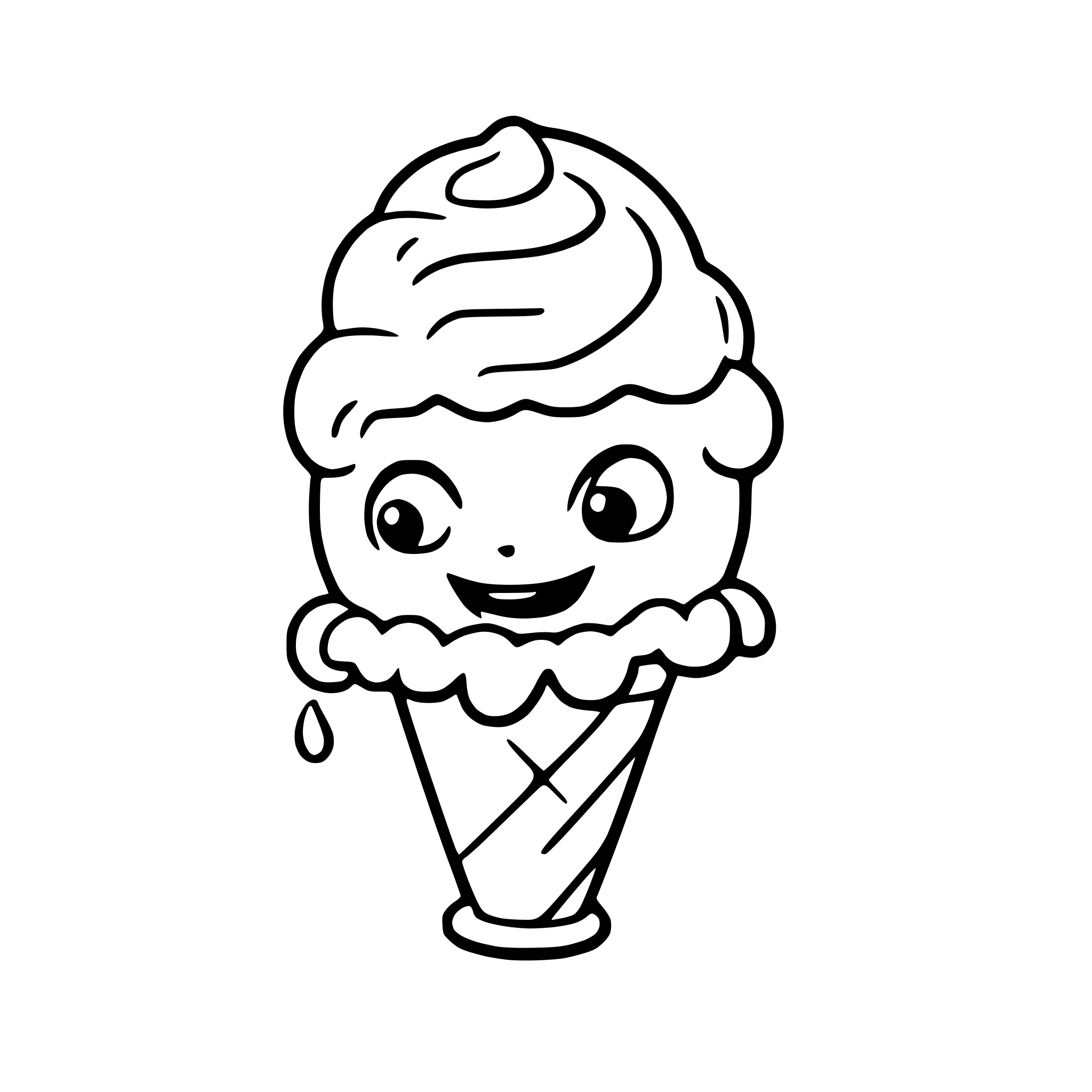 AI-generated SVG of a a cheerful octopus holding ice cream cones in each tentacle AI-generated SVG of a a cheerful octopus holding ice cream cones in each tentacle
