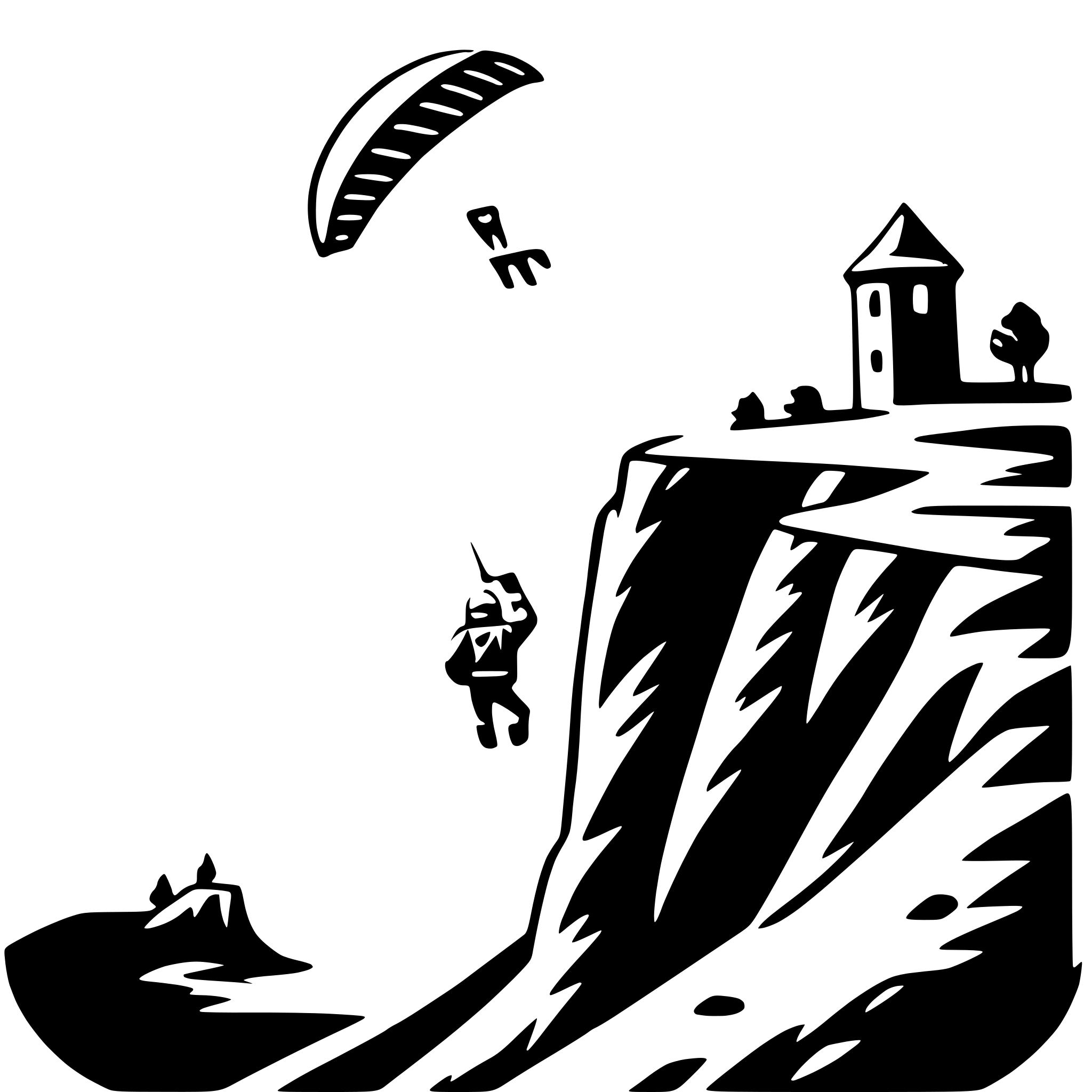 AI-generated SVG of a paragliding over cliffs
